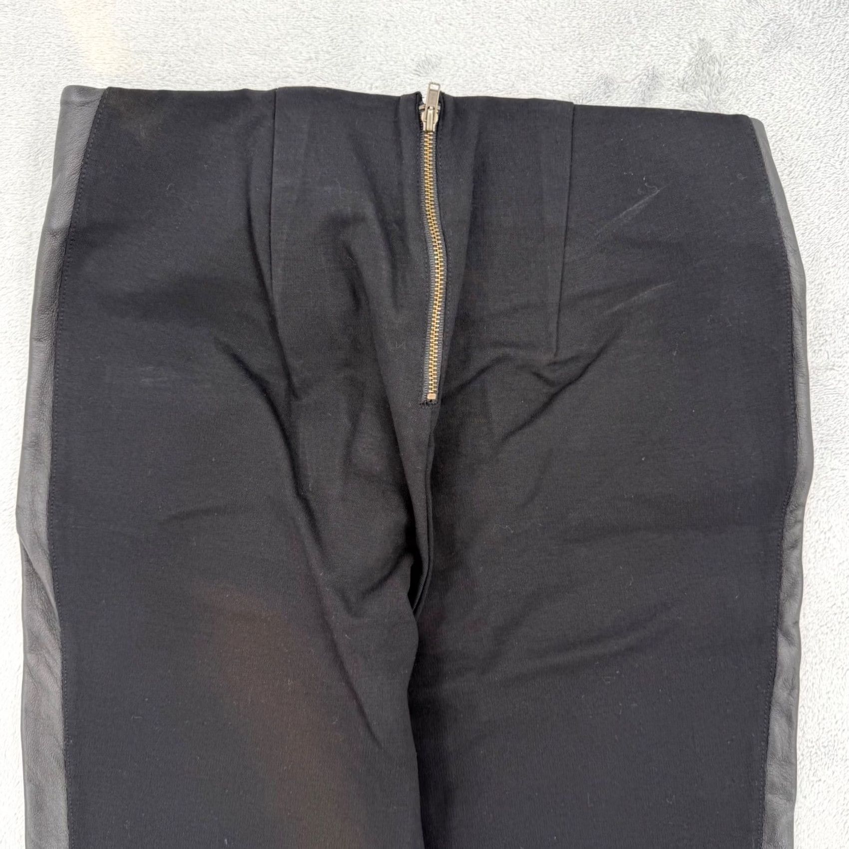J.Crew J.Crew Pixie Black Leather Side Panel Ponte Knit Trousers Womens Size 4R Size 27" / US 4 / IT 40 - 6 Thumbnail