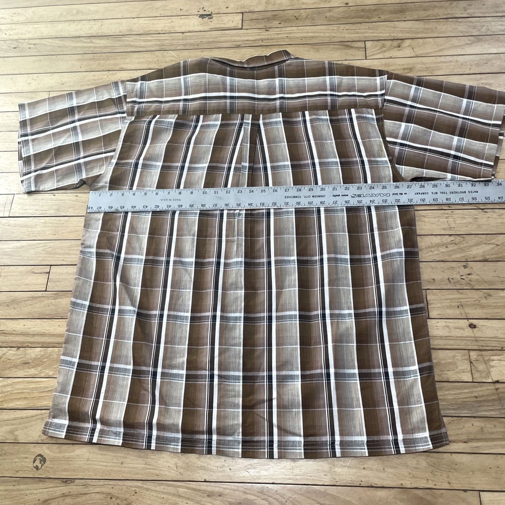 Vintage VINTAGE Evolution in Design Button Shirt Men 2XL Brown Western Plaid 70s 90s XXL 54" Short Sleeve Button-Up Collared Mens Size US XXL / EU 58 / 5 - 6 Thumbnail