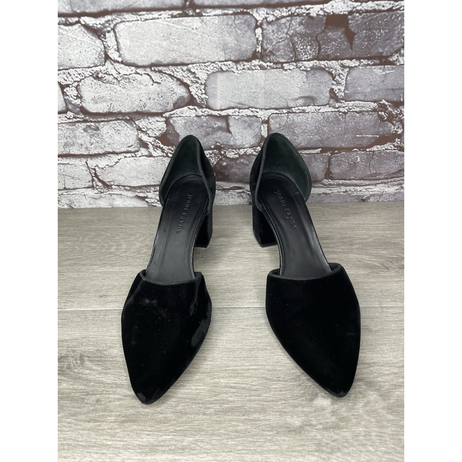 Other JENNI KAYNE Black Velvet D’ Orsay Block Heel Pointed Shoes W Size US 9 / IT 39 - 2 Thumbnail
