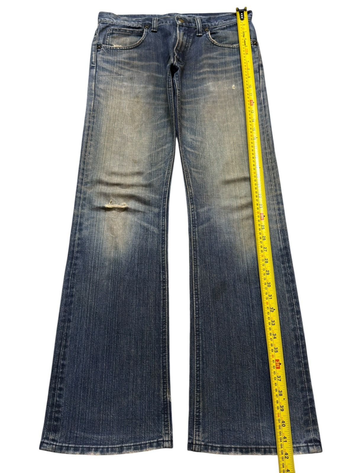 Lee Vintage 90s Lee Mud Wash Faded Whisker Wide Leg Flare Jeans Size US 32 / EU 48 - 11 Thumbnail