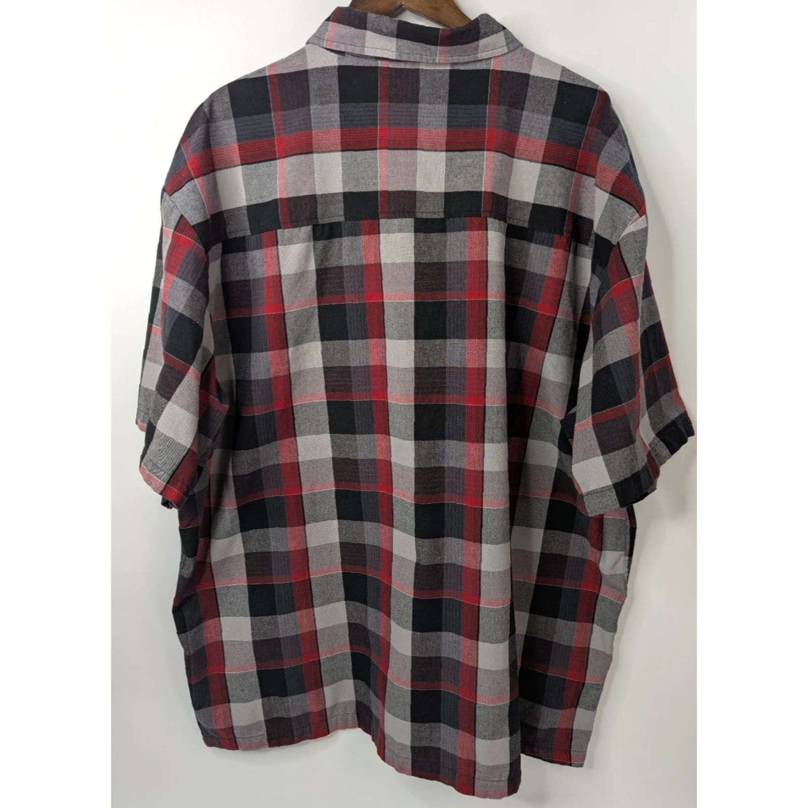 Vintage Yago Shirt Button-Up Plaid Grey Red 3XL Short Sleeve Mens Casual Workwear Urban Streetwear Size US XXL / EU 58 / 5 - 3 Thumbnail