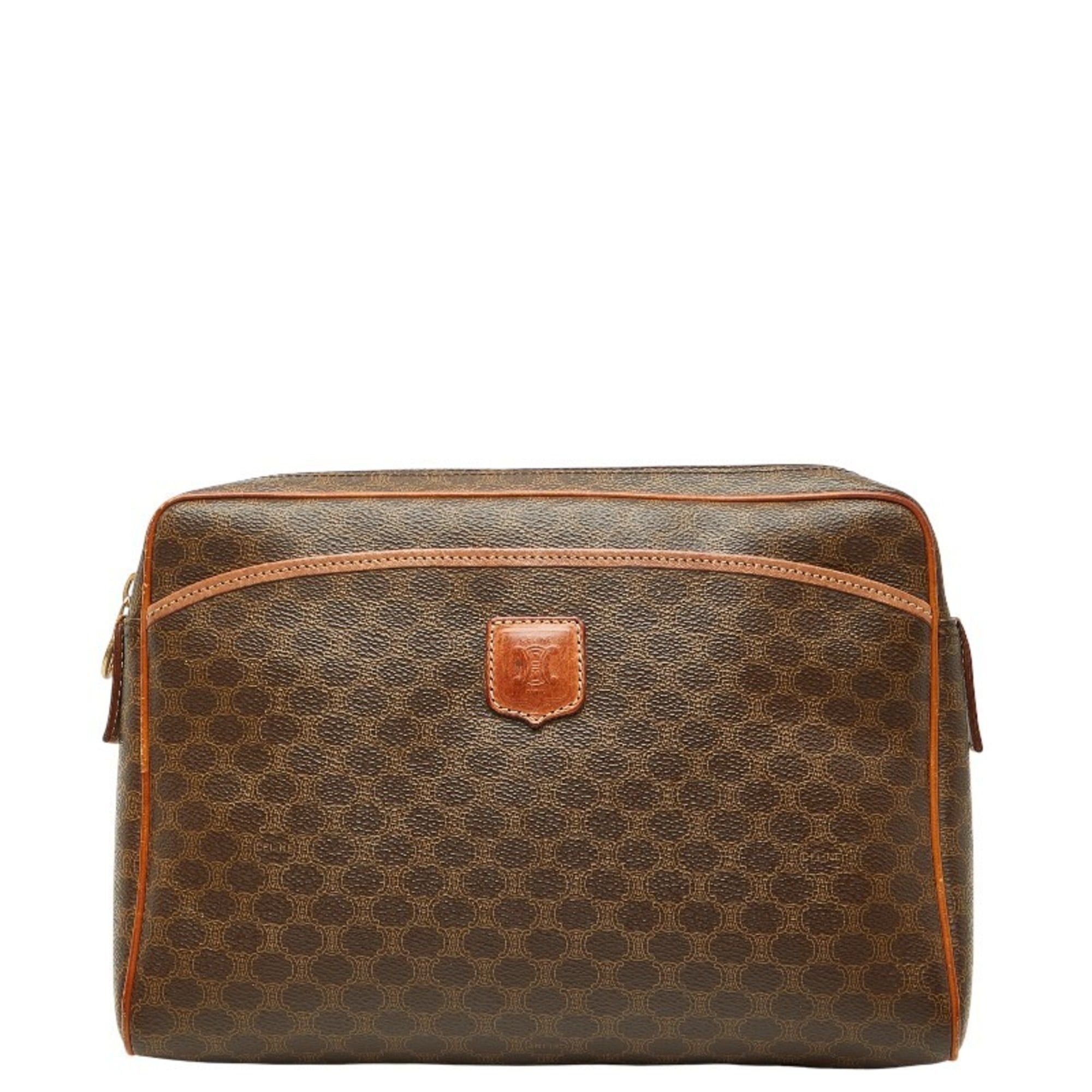 Celine Macadam clutch bag/second bag in brown leather for women.