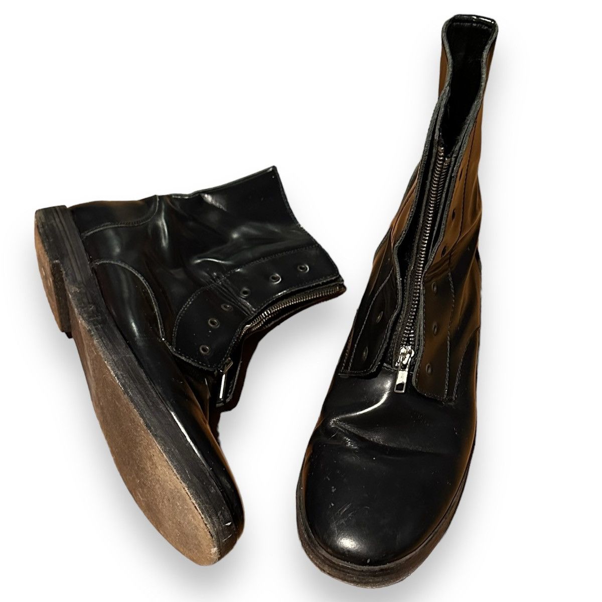 Designer × Tim Hamilton TIM HAMILTON Black Patent Leather Boots Size US 11.5 / EU 44-45 - 1 Thumbnail