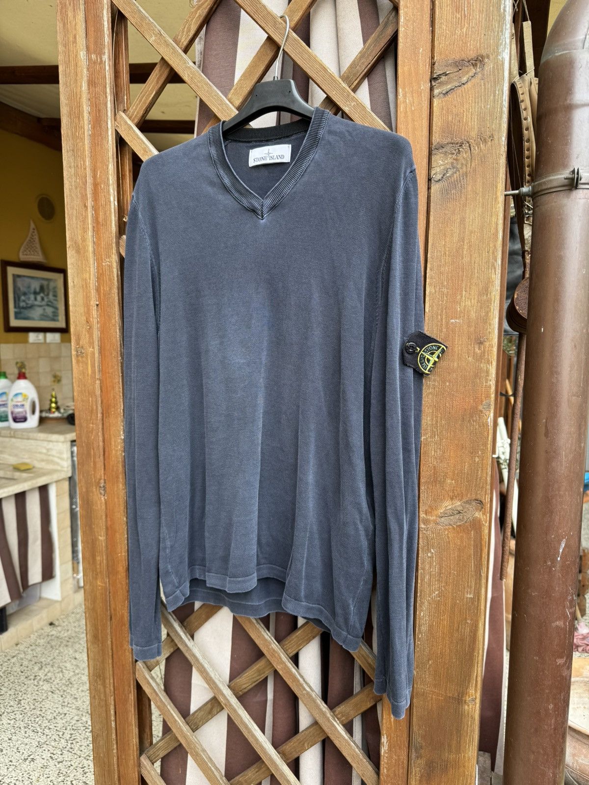 Stone Island Stone Island V-Neck Cotton Sweater Size US L / EU 52-54 / 3 - 1 Thumbnail