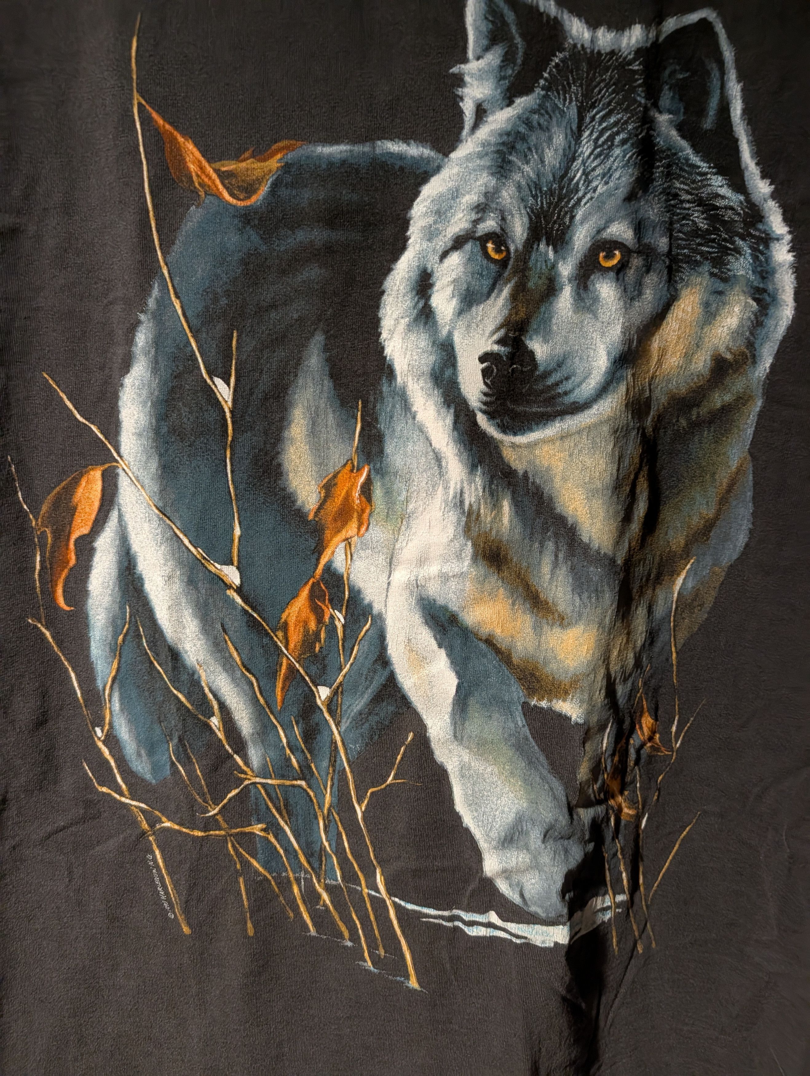 Arts & Science VTG Harlequin NG Wolf Nature Graphic T-Shirt Black Made USA Size US L / EU 52-54 / 3 - 2 Thumbnail