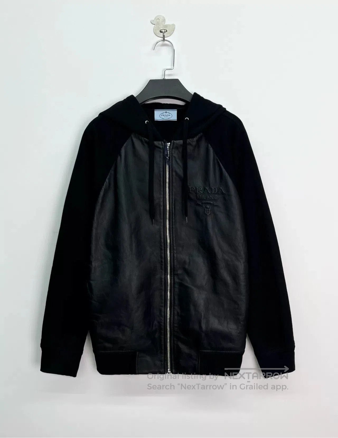 Prada Prada SS23 Black Lambskin Silk Logo Hooded Jacket. Size US XS / EU 42 / 0 - 1 Thumbnail