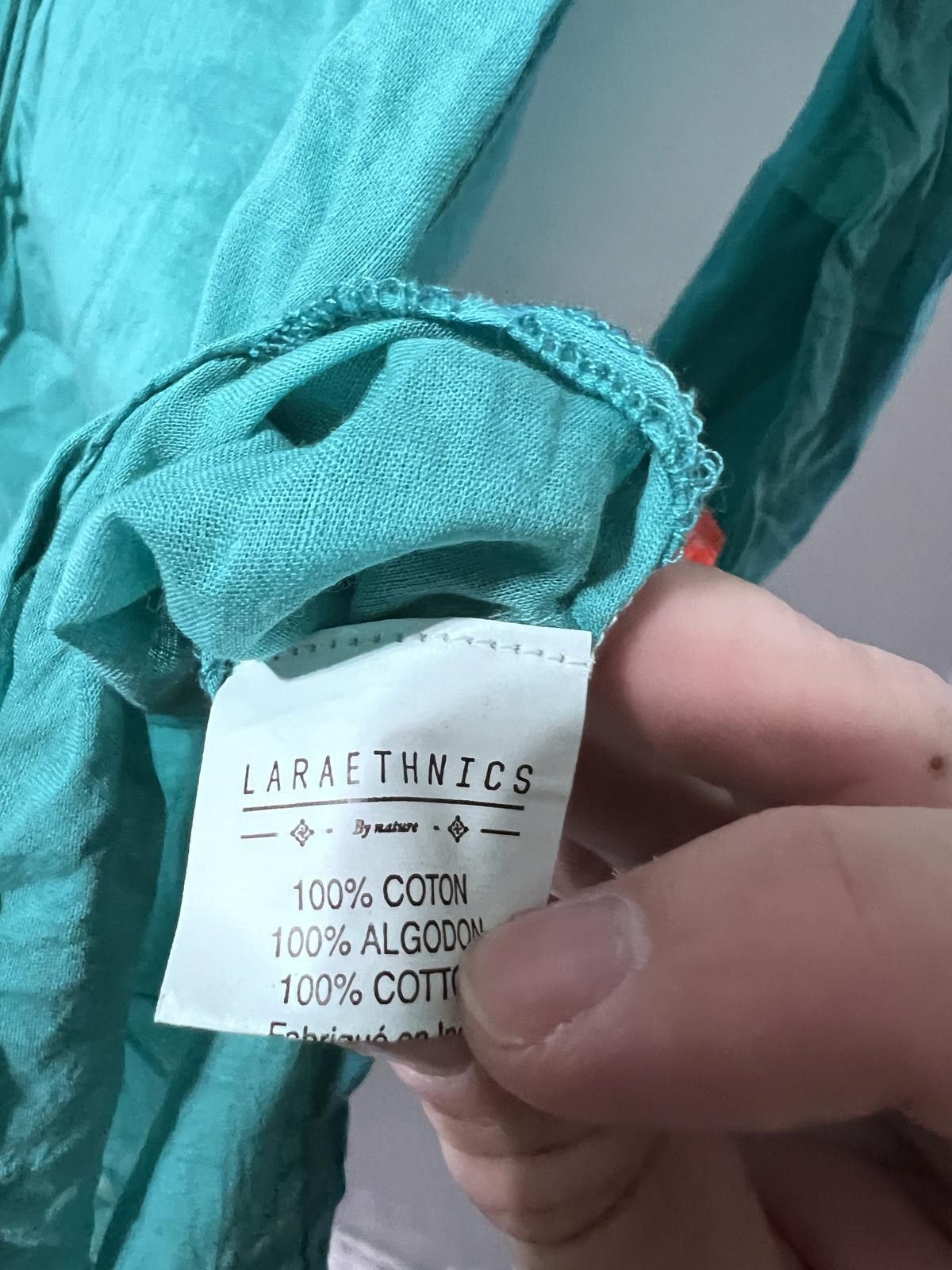 Other LaraEthnics Turquoise Cotton Kaftan Dress with Size S, UK 10 Size S / US 4 / IT 40 - 5 Thumbnail