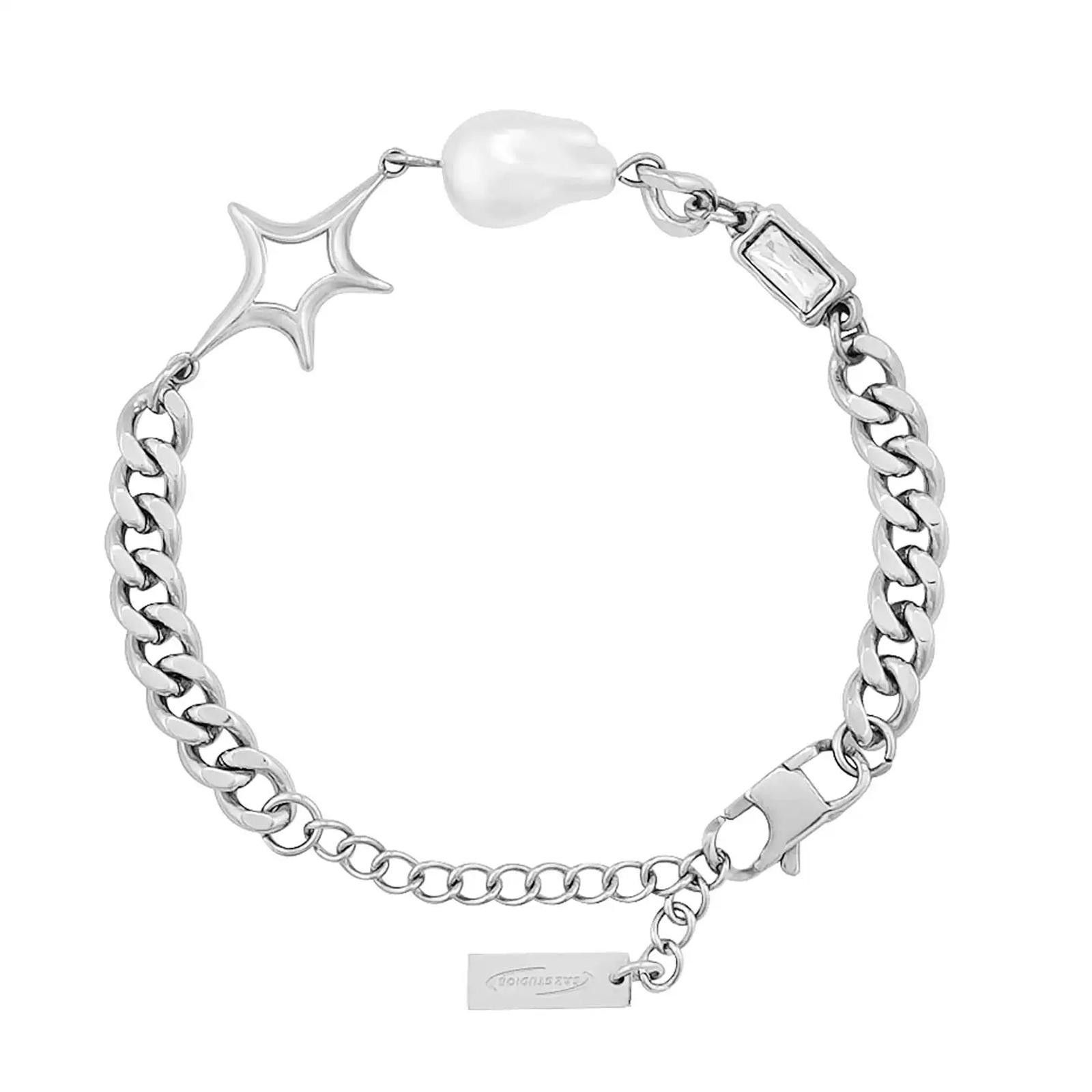 Jewelry Star & Pearl Layered Chain Bracelet | Sparkle Statement Size ONE SIZE - 5 Thumbnail