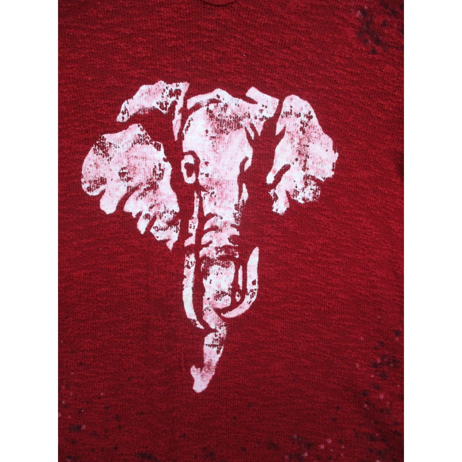 Vintage P. Michael Shirt Womens Large Red Tunic Elephant Print 3/4 Sleeve V Neck USA Size L / US 10 / IT 46 - 2 Thumbnail