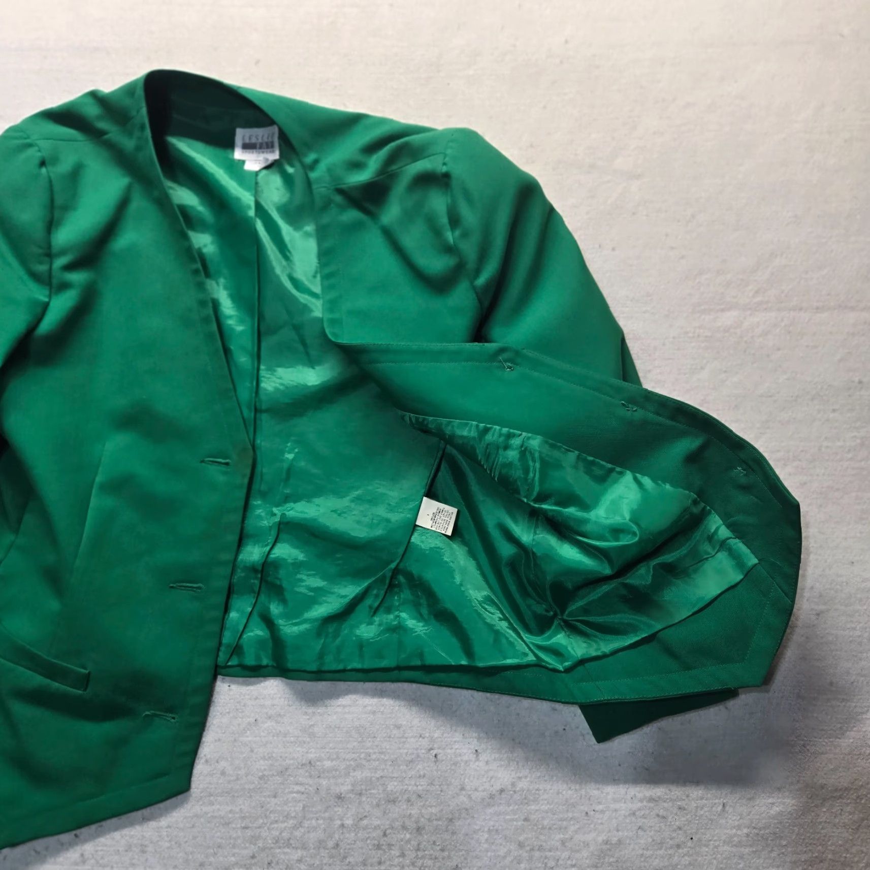Vintage Vintage Leslie Fay Green Jacket Coat Long Sleeve Adult Women's Size 16 Size XXL / US 16-18 / IT 52-54 - 4 Thumbnail