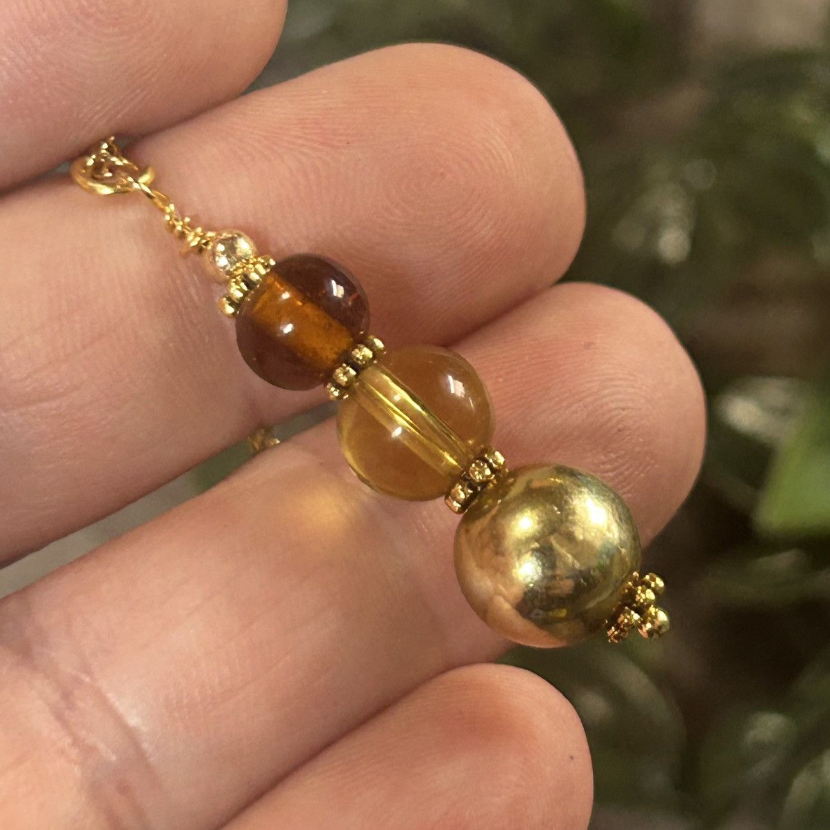 Handmade Handcrafted vintage bead drop pendant on chain necklace Size ONE SIZE - 1 Thumbnail