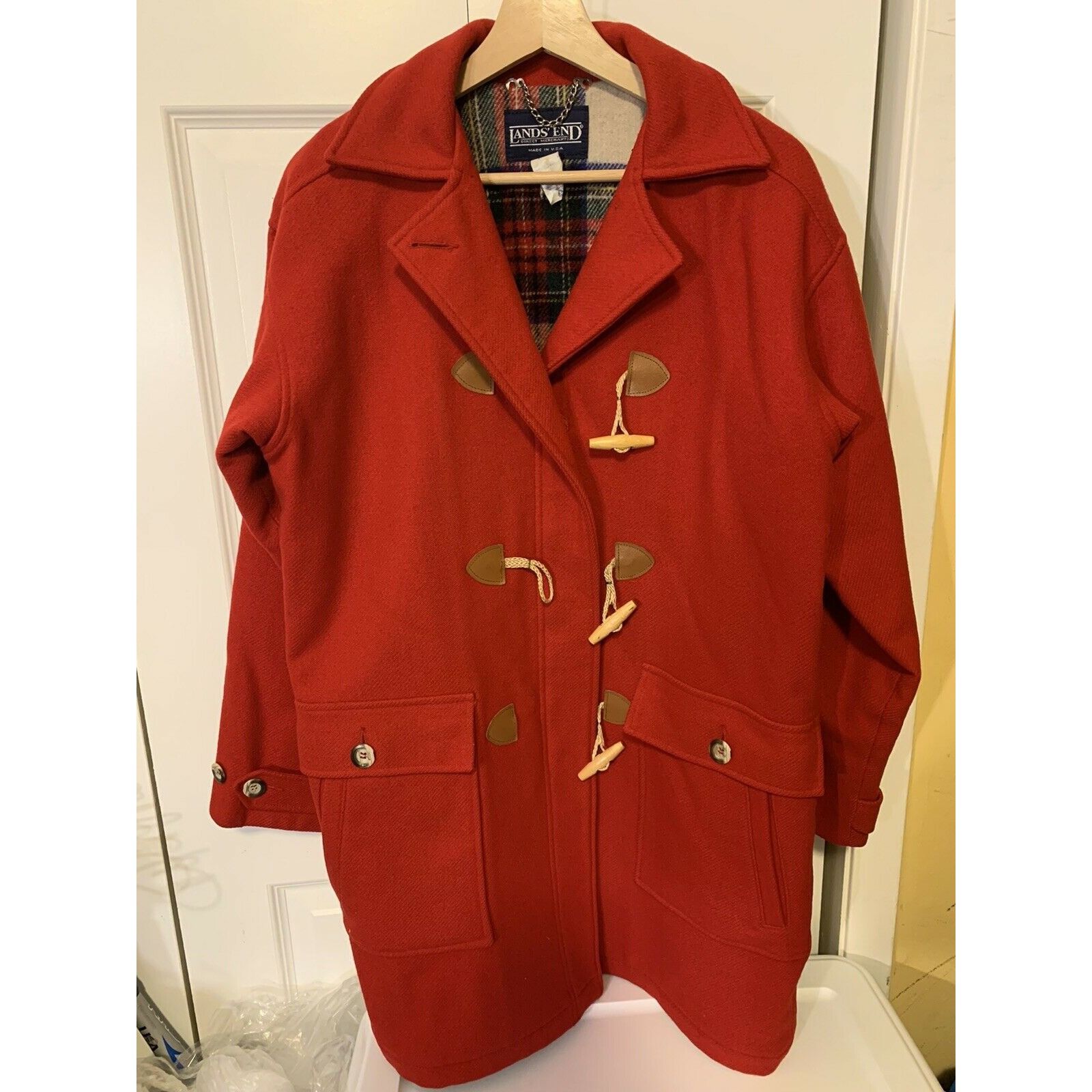 Lands' End Lands End Hooded Wool Parka coat toggle red womens sz M Size M / US 6-8 / IT 42-44 - 6 Thumbnail