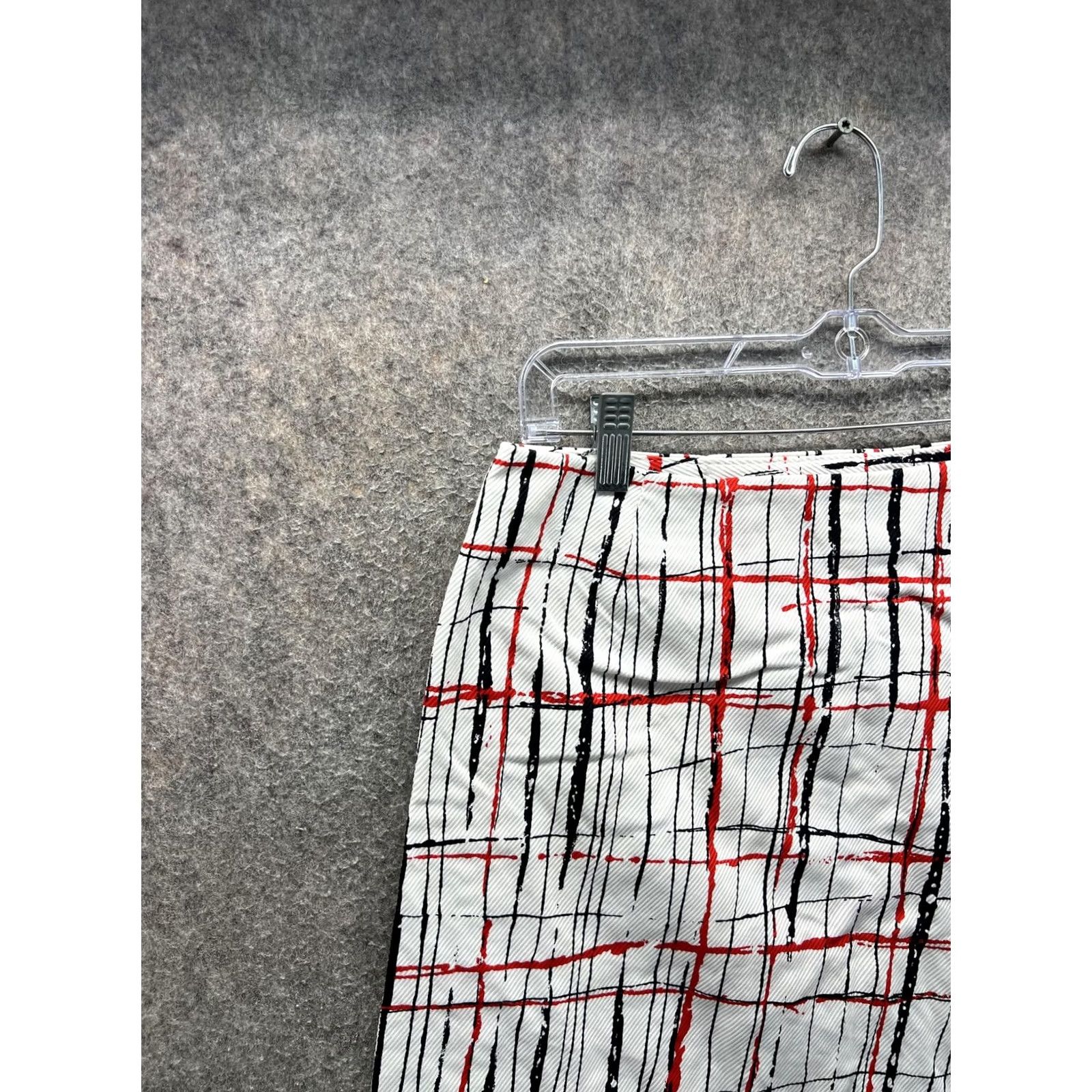 Trina Turk Trina Turk Skirt Womens 8 White Plaid Cotton Blend Twill Mini Pencil Pockets Slit Zip Front Size 30" / US 8 / IT 44 - 5 Thumbnail