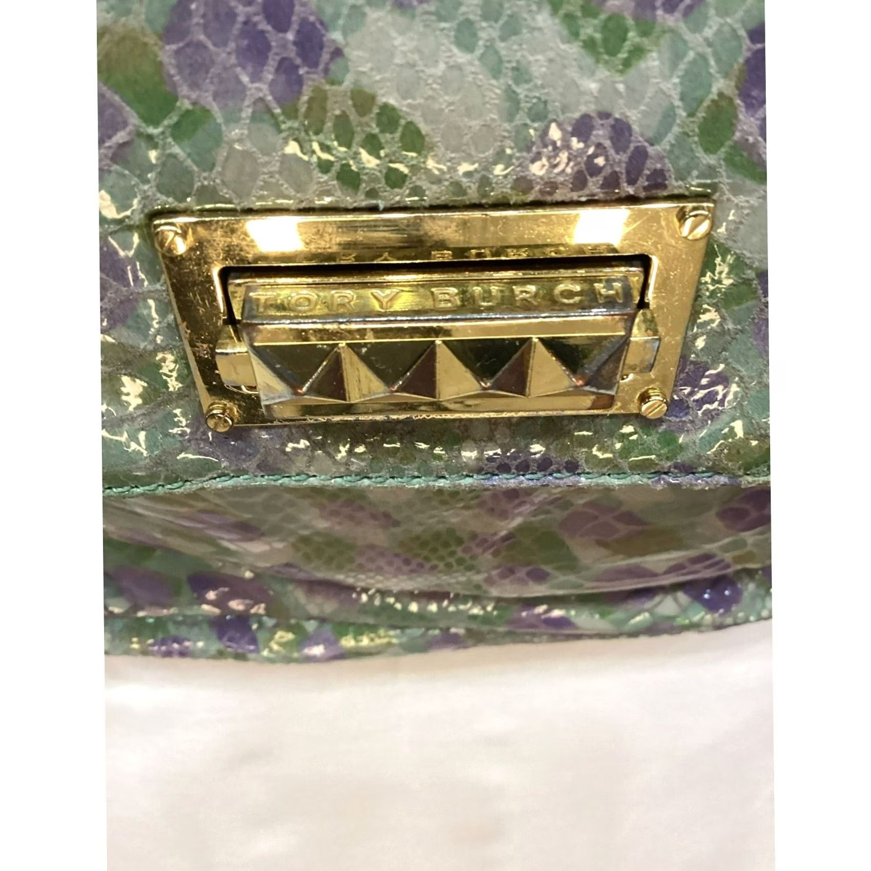 Tory Burch Tory Burch Suede Chain Shoulder Bag Women Green and Purple Exterior Color: Green and Purple Size ONE SIZE - 3 Thumbnail