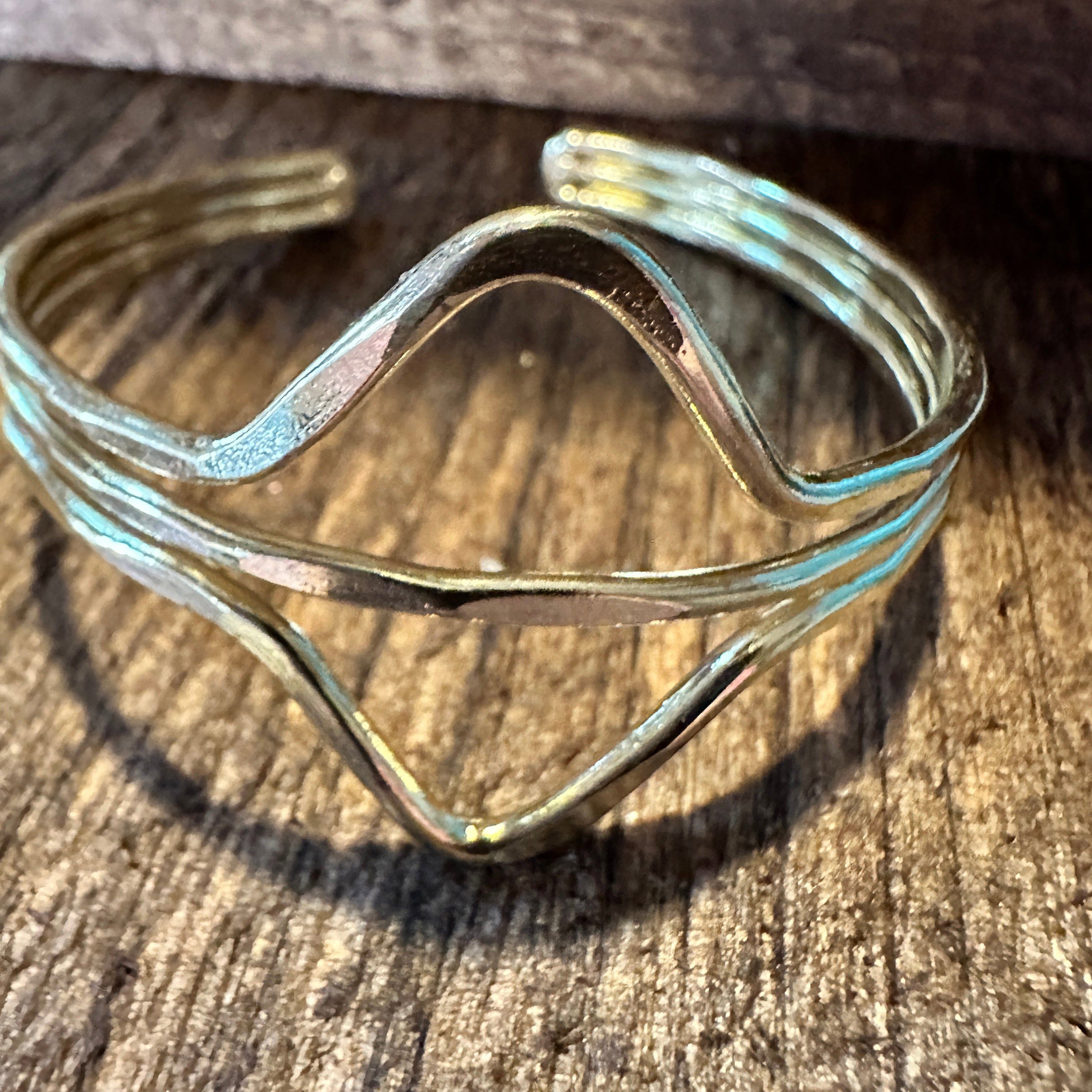 Other Handcrafted Boho Gold Plated Adjustable Cuff Bracelet - Two Size ONE SIZE - 2 Thumbnail