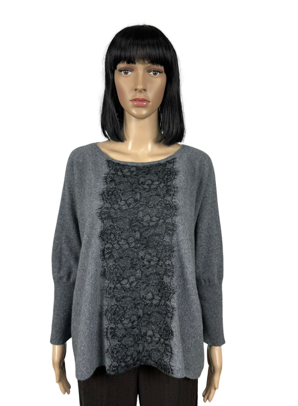 Garnet Hill 100% Cashnere Swrater with Lace size L