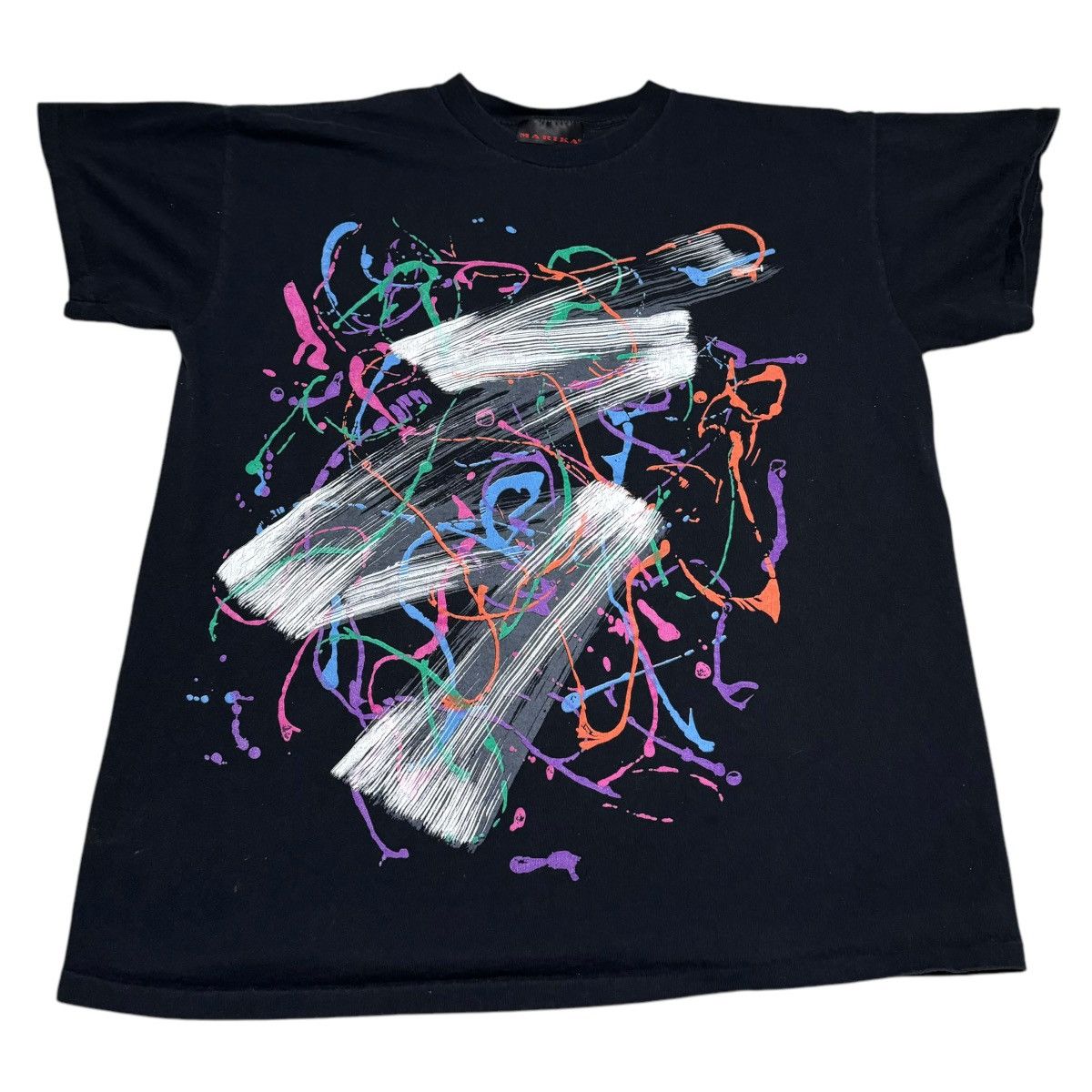 Vintage Vintage 90s Marika Single Stitch Abstract Art Black Shirt XL Size US XL / EU 56 / 4 - 1 Thumbnail