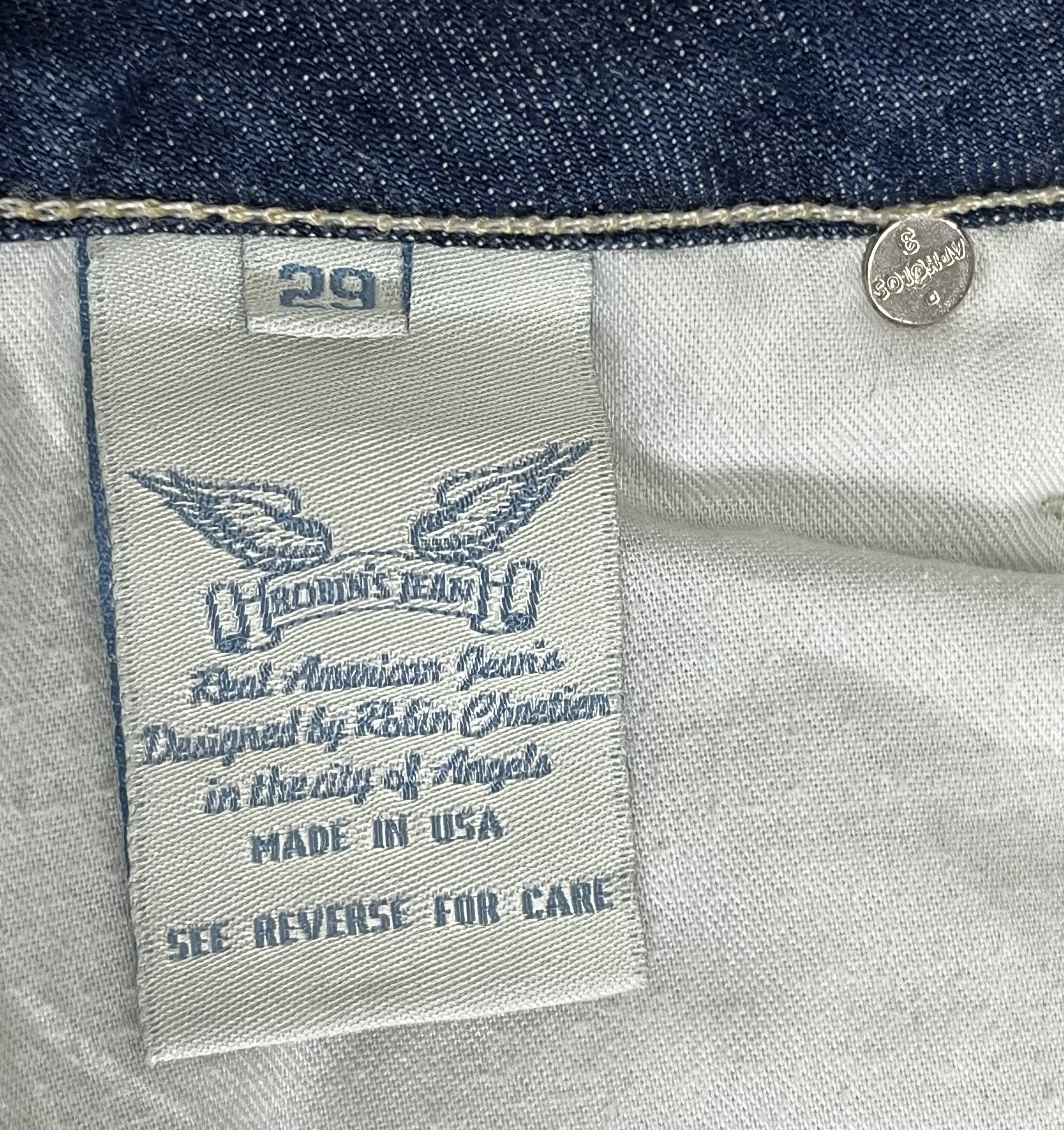 Robins Jeans ROBINS JEANS BLACK WINGS Tribal Embroidery Minimalist Flare Size US 29 - 13 Thumbnail