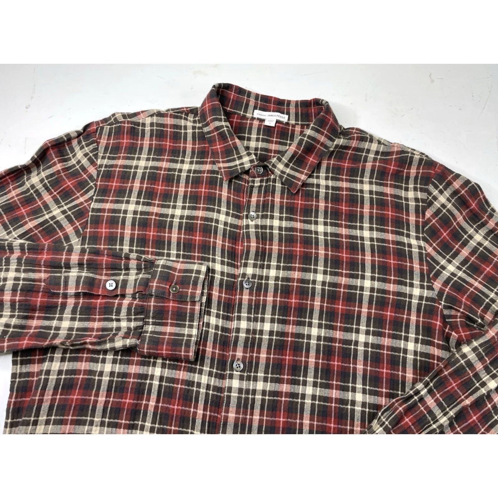 James Perse James Perse Plaid Flannel Shirt Mens Long Sleeve Button-Up 3 Button Front Cotton Spandex Stretch Multicolor Size US S / EU 44-46 / 1 - 2 Thumbnail