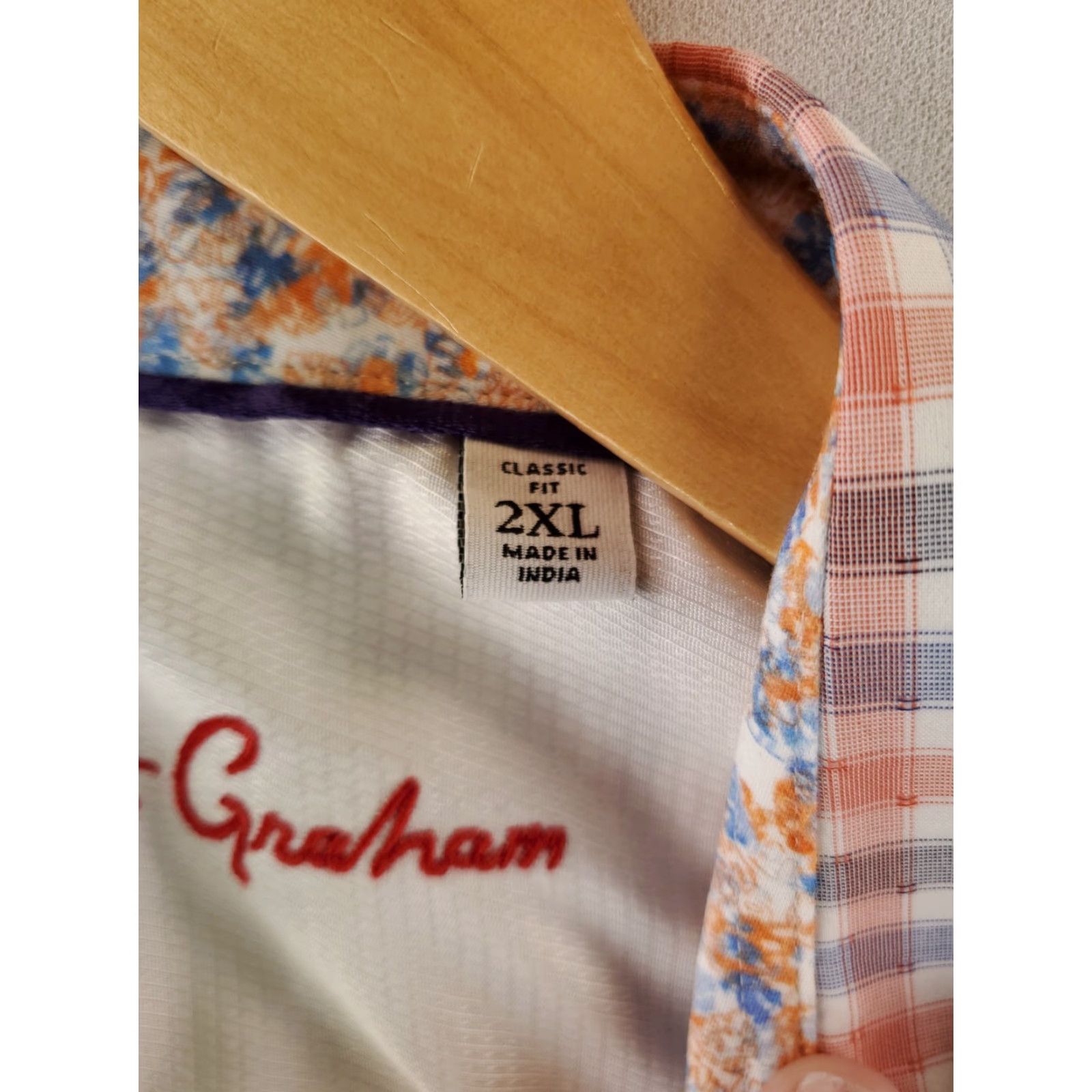 Robert Graham Robert Graham Button-Up Shirt Mens 2XL Multicolor Pastel Blue Pink White Check Plaid Long Sleeve Size US XXL / EU 58 / 5 - 4 Thumbnail