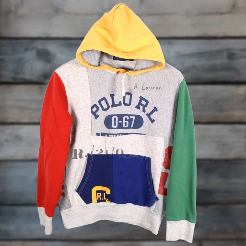 Polo Ralph Lauren Polo Ralph Lauren Hoodie Shirt Men's Small Gray Patchwork Colorblock Varsity Stencil Colorful 90s Retro Size US S / EU 44-46 / 1 - 1 Thumbnail