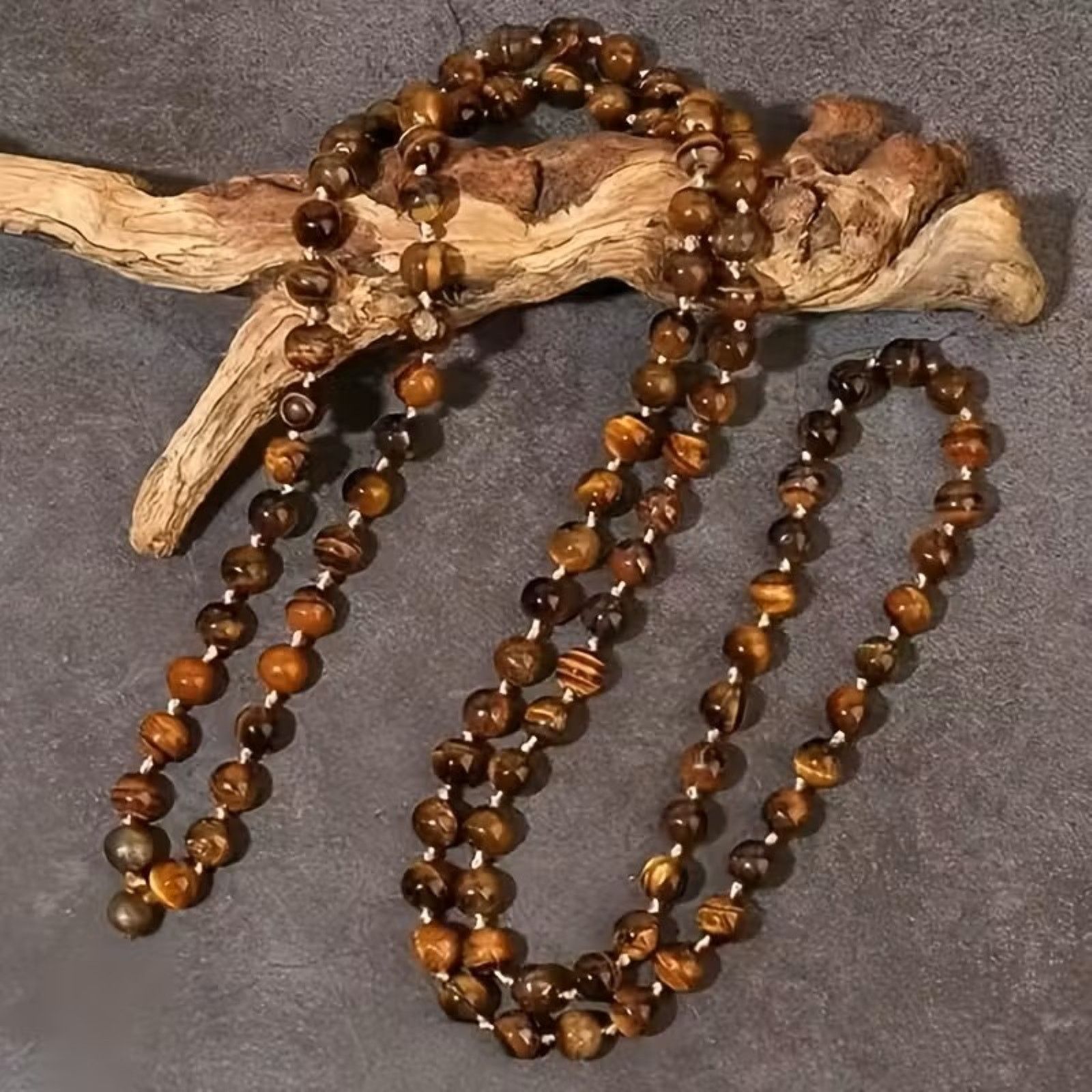 Other 47" Faux Tiger Eye Bead Necklace - Boho Brown Glass Bead Size ONE SIZE - 3 Thumbnail