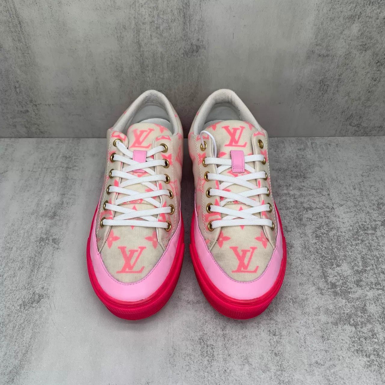 Louis Vuitton LV Pink & White Monogram Sneakers EU35 95 New Size US 4.5 / IT 34.5 - 4 Thumbnail