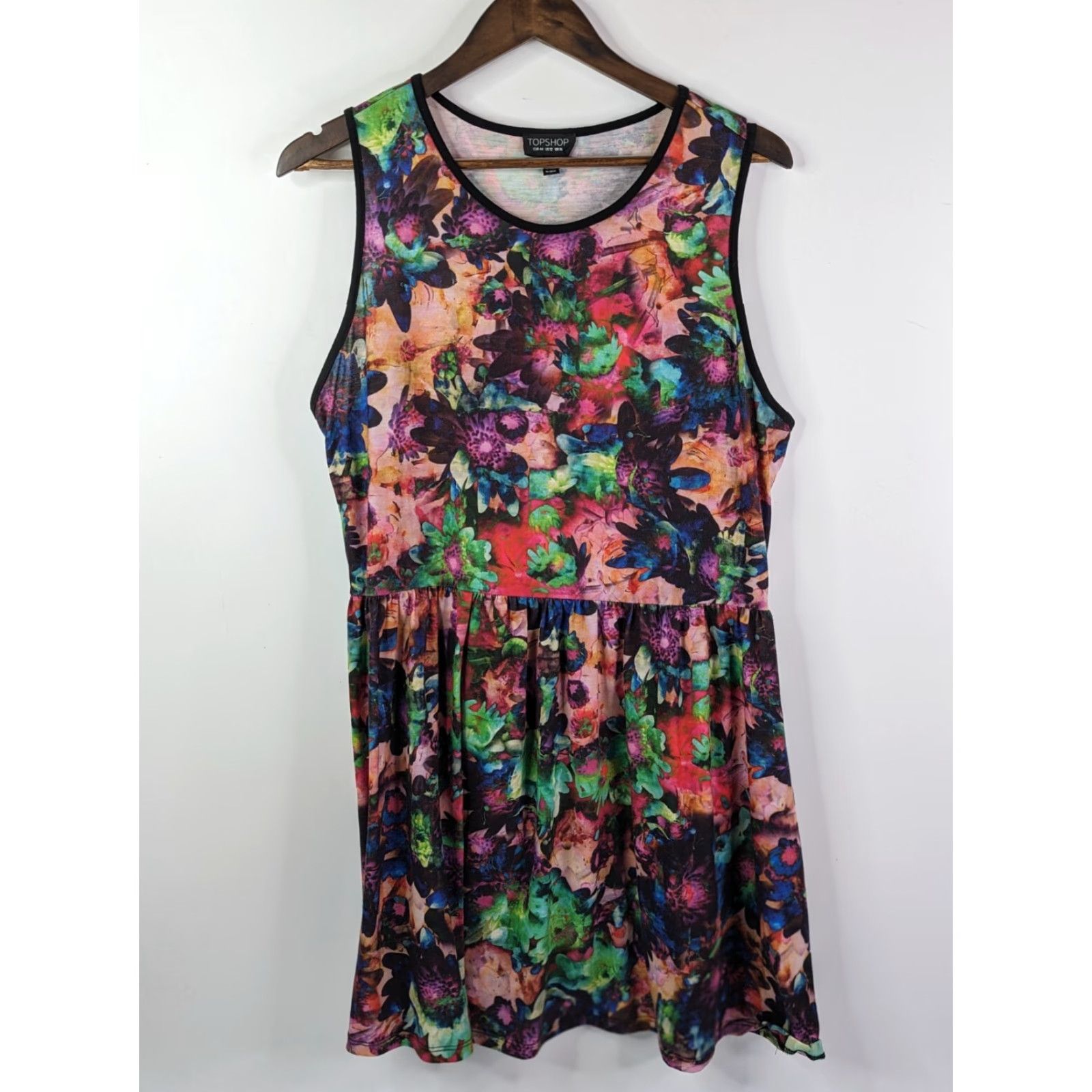 Topshop Top Shop Colorful Floral Sleeveless Mini Dress US 10 UK 14 EUR 42 Multicolor Womens Size L / US 10 / IT 46 - 2 Thumbnail