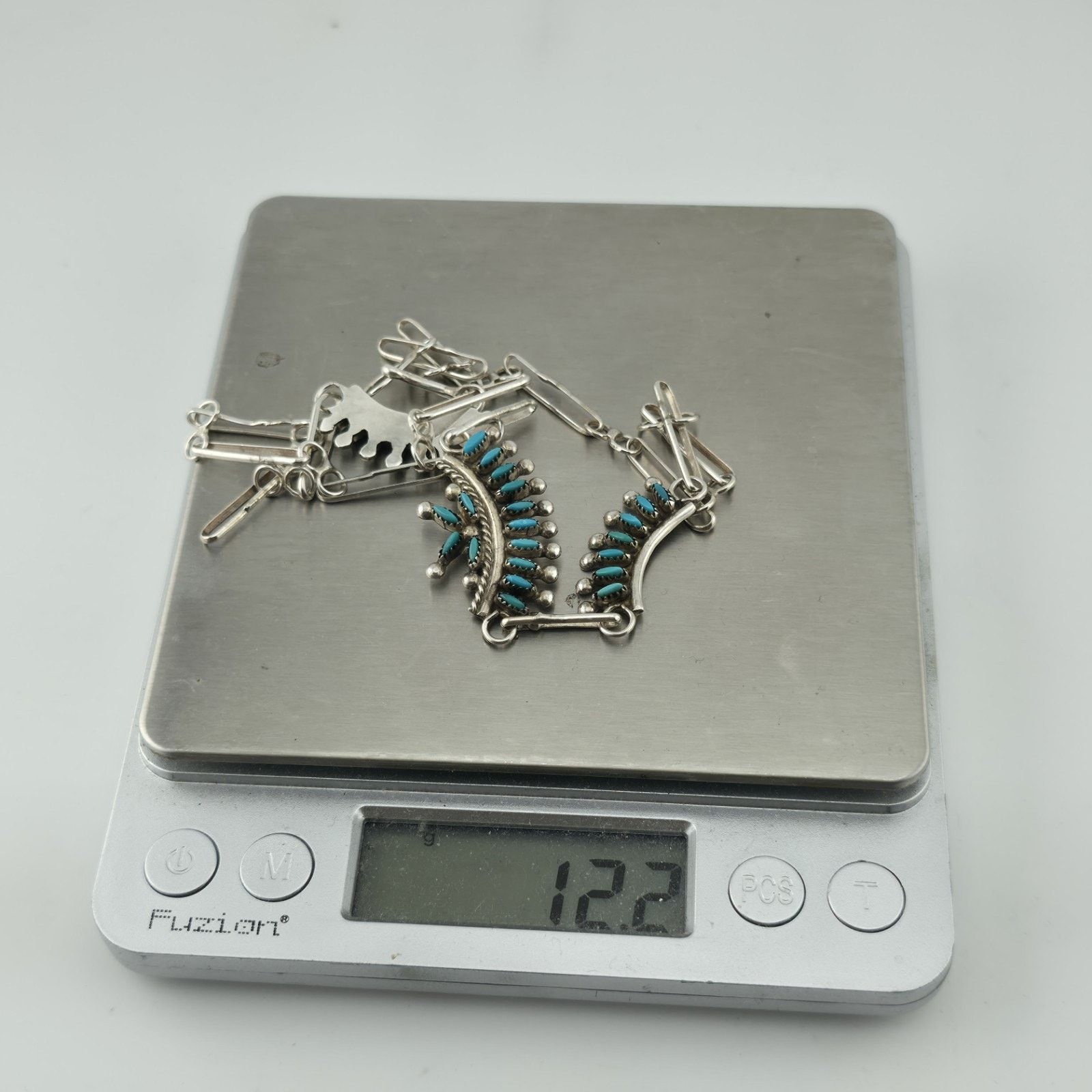 Other EDDAKIE Sterling Turquoise Necklace Native American 14” Zuni Size ONE SIZE - 12 Thumbnail
