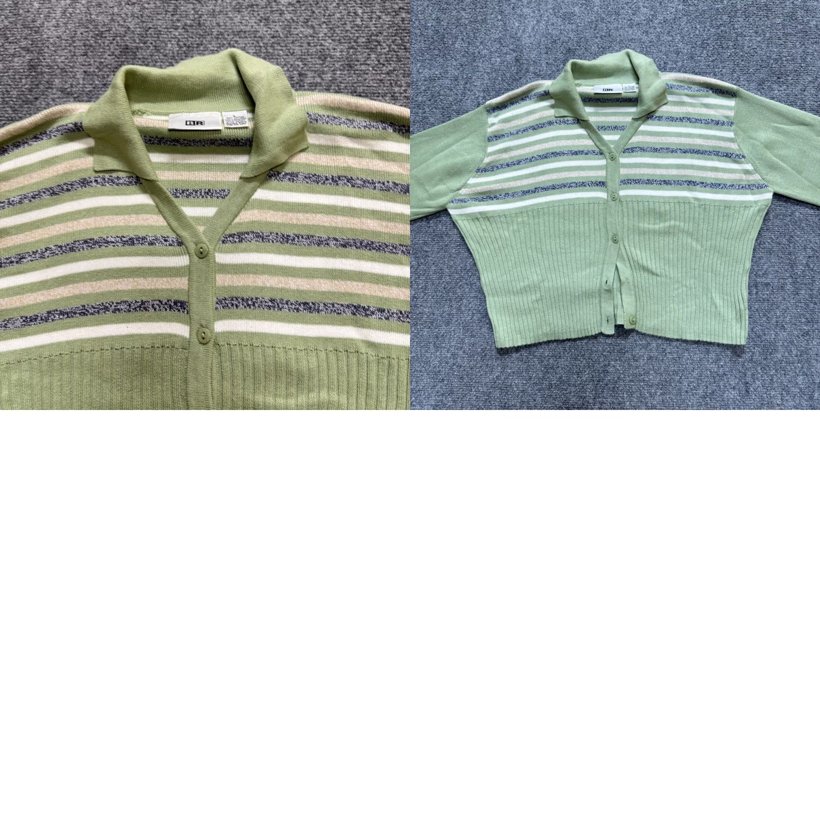 Vintage VINTAGE VTG BP Knitted Cardigan Sweater Womens L Green Striped White 90s Button Up - Green White Striped Cardigan L Womens Men? Size L / US 10 / IT 46 - 8 Thumbnail