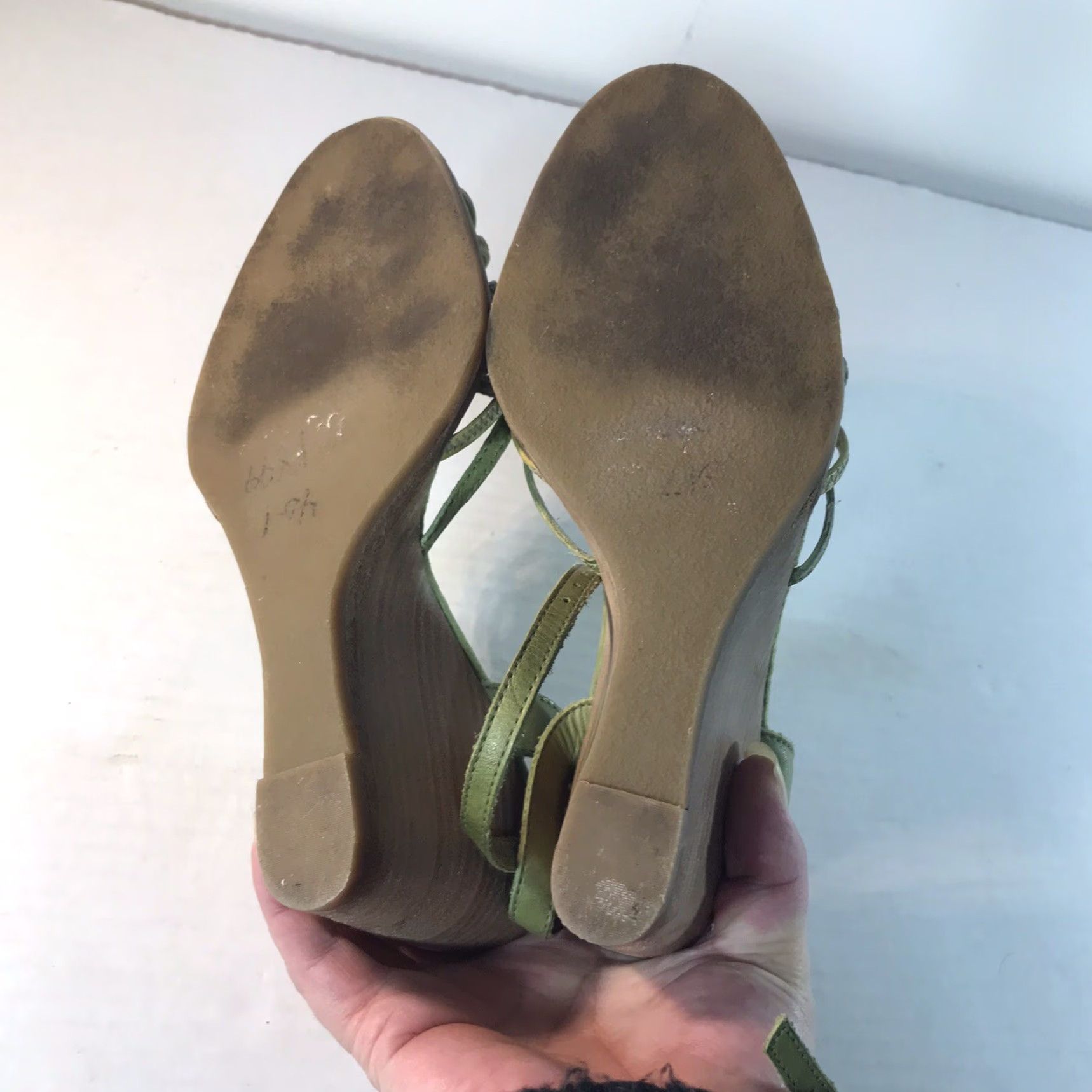 Vintage Dr. Scholl's Embrace Green Leather Strappy Wedge Sandals Womens Size 6M Size US 6 / IT 36 - 6 Thumbnail