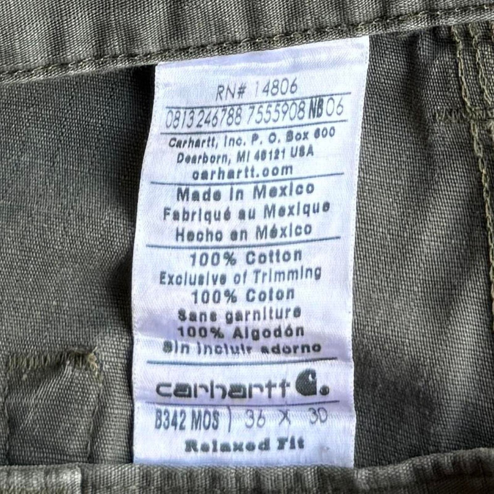 Carhartt × Carhartt Wip × JNCO Vintage Y2K Carhartt Double Knee Faded Green Cargo Pants Size US 35 - 4 Thumbnail