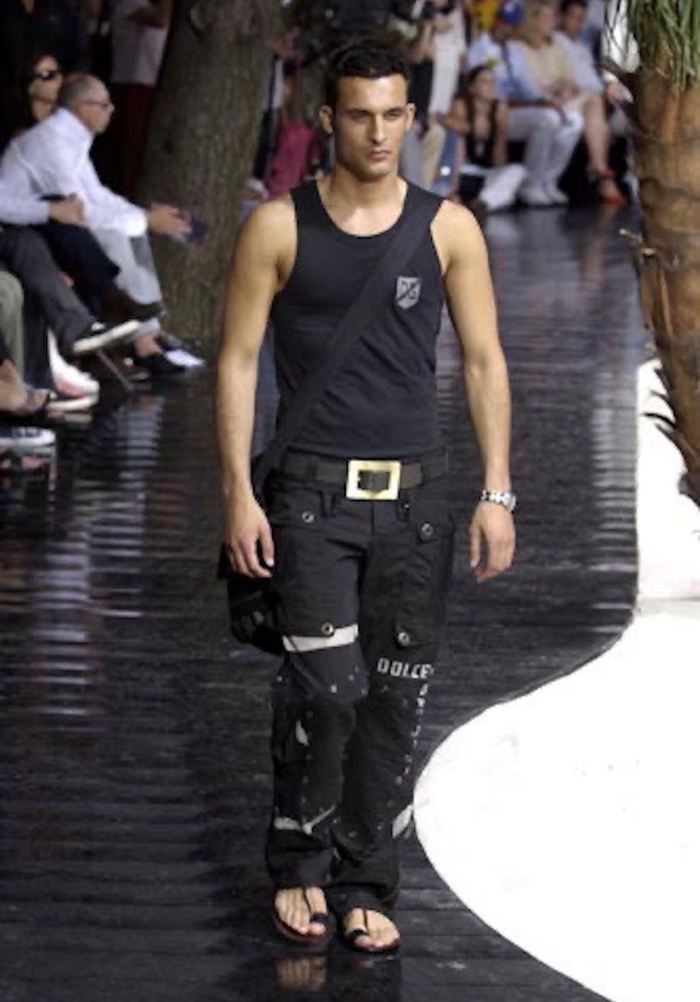 Dolce & Gabbana SS04 Dolce&Gabba Reinforced Black Painted Cargo Pants Size US 36 / EU 52 - 2 Thumbnail