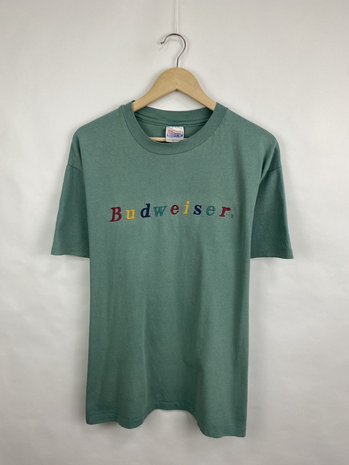 Hanes 🇺🇸 Vintage 90s Budweiser King Beer Benetton Style T-Shirt Y2K Size US L / EU 52-54 / 3 - 3 Thumbnail