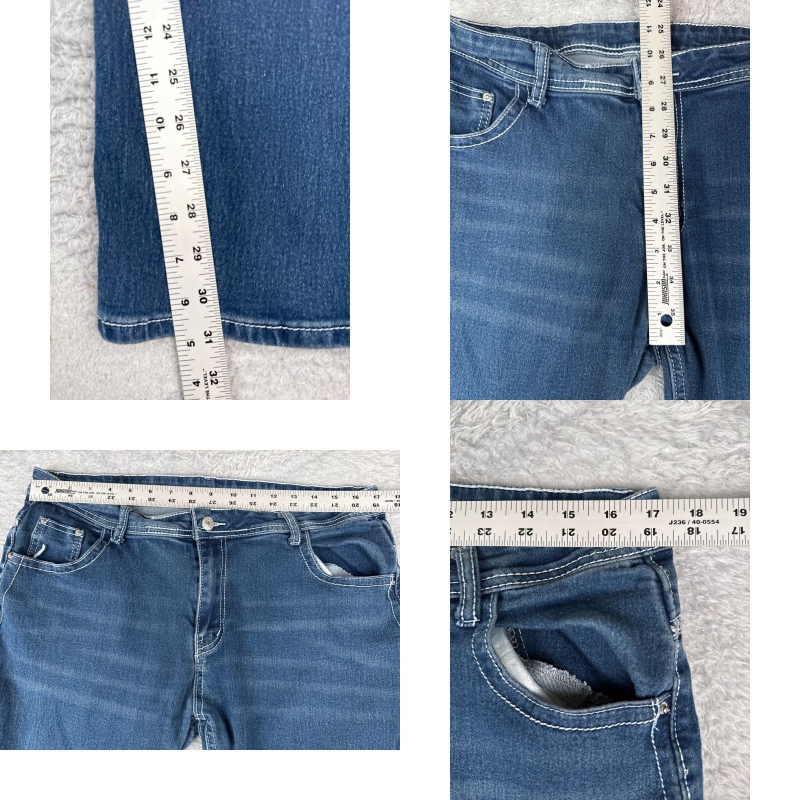 Denime Women Jeans Bootcut Denim 34x31 Mid Rise Blue Embroidered Feathers 34 Waist 34 Inseam Cotton Blend Cowboy Southwestern Casual Mens? Size 24" / US 00 / IT 34 - 8 Thumbnail