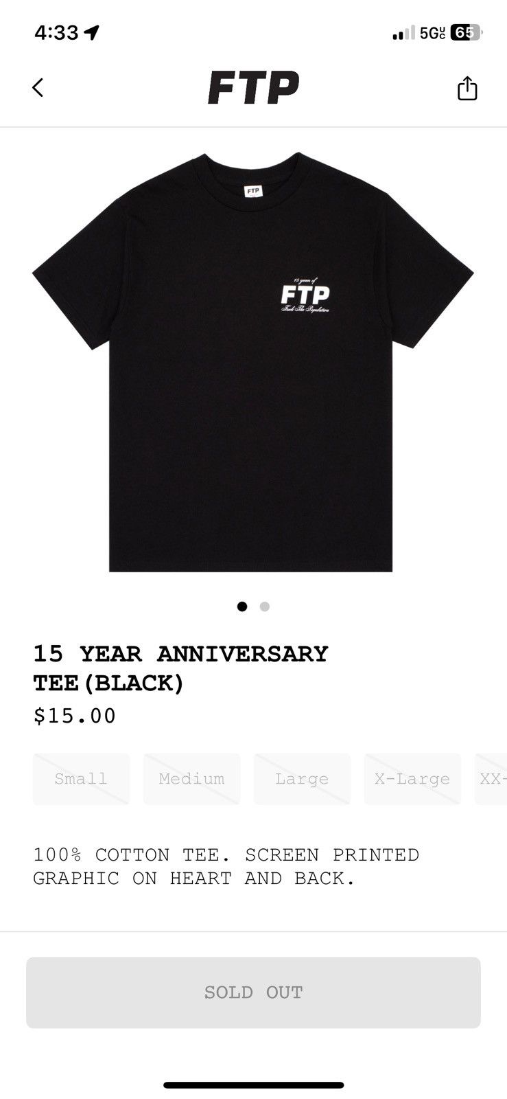 Fuck The Population FTP 15 Year Anniversary T Size US M / EU 48-50 / 2 - 2 Thumbnail