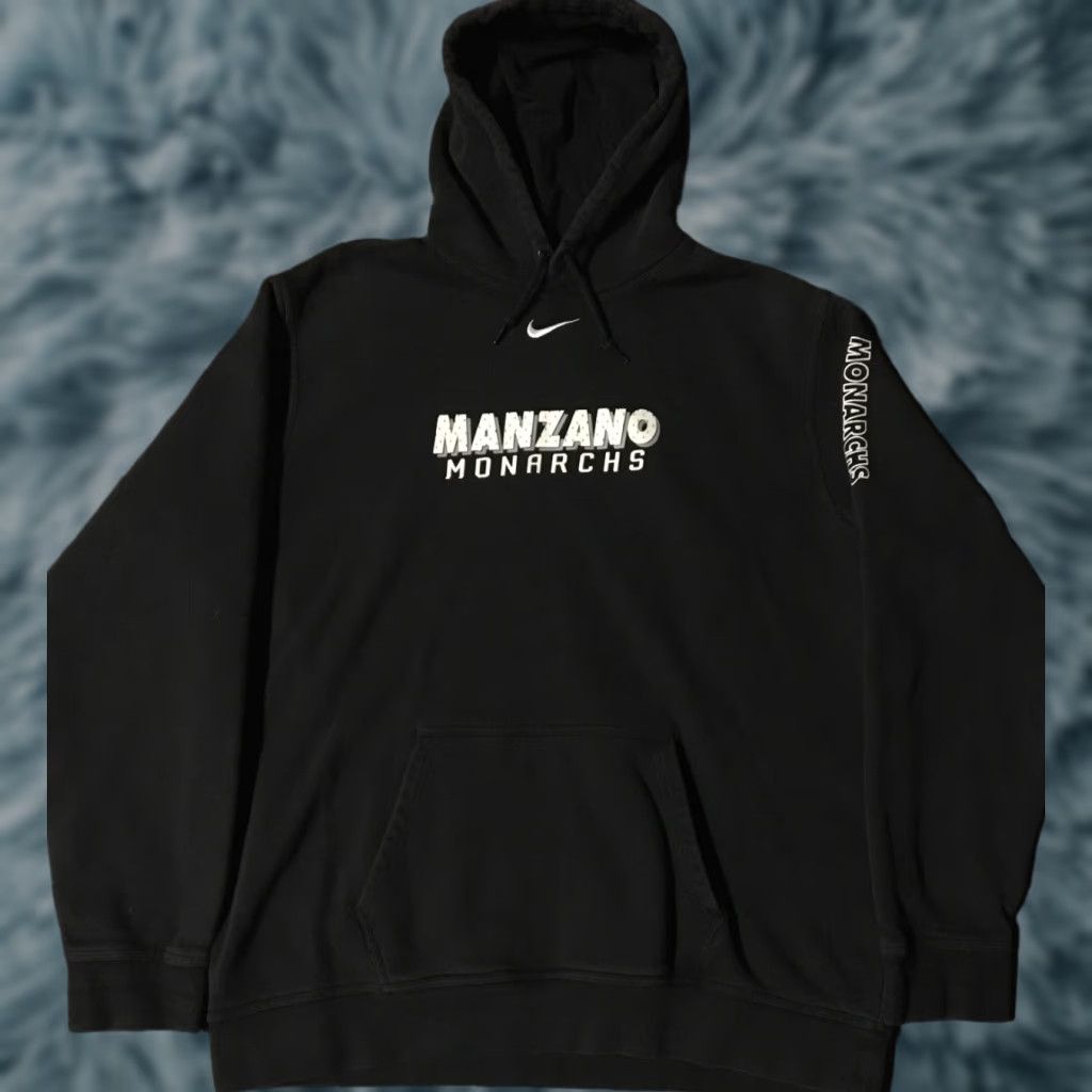 Nike VINTAGE Nike Center Swoosh Manzano Monarchs Hoodie 2XLT Black Mens 90s Hip Hop Sports Logo Sweatshirt Size US XXL / EU 58 / 5 - 1 Thumbnail