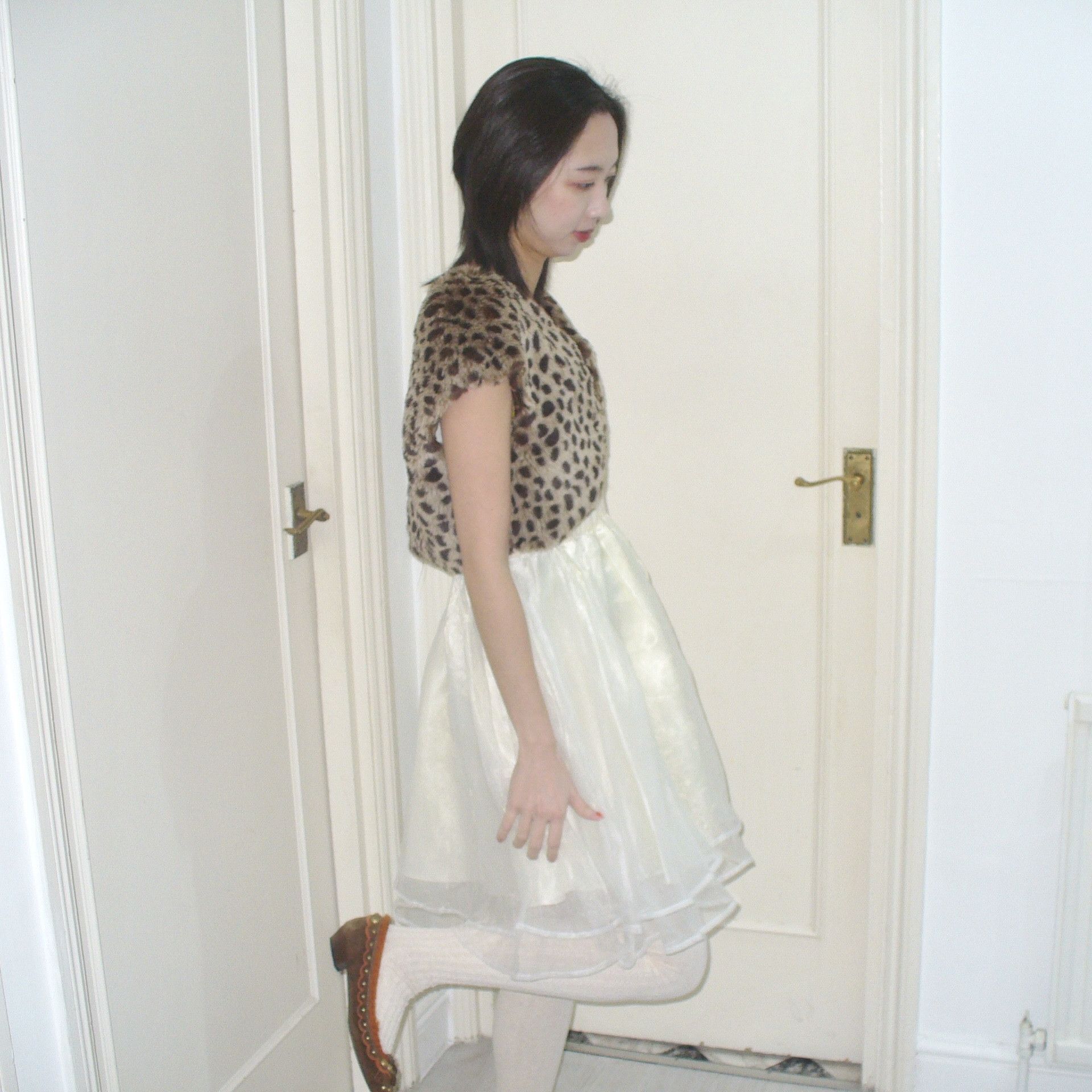 Leopard faux fur bolero from Japan