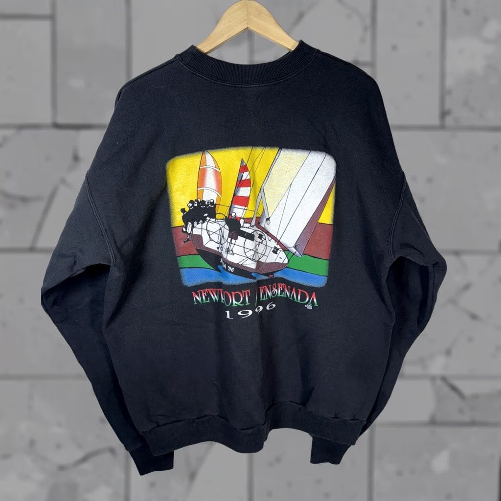 Hanes VINTAGE Newport Ensenada 1996 Sailing Print Sweatshirt Mens XL Black USA Hanes Pullover Shirt Size US XL / EU 56 / 4 - 1 Thumbnail