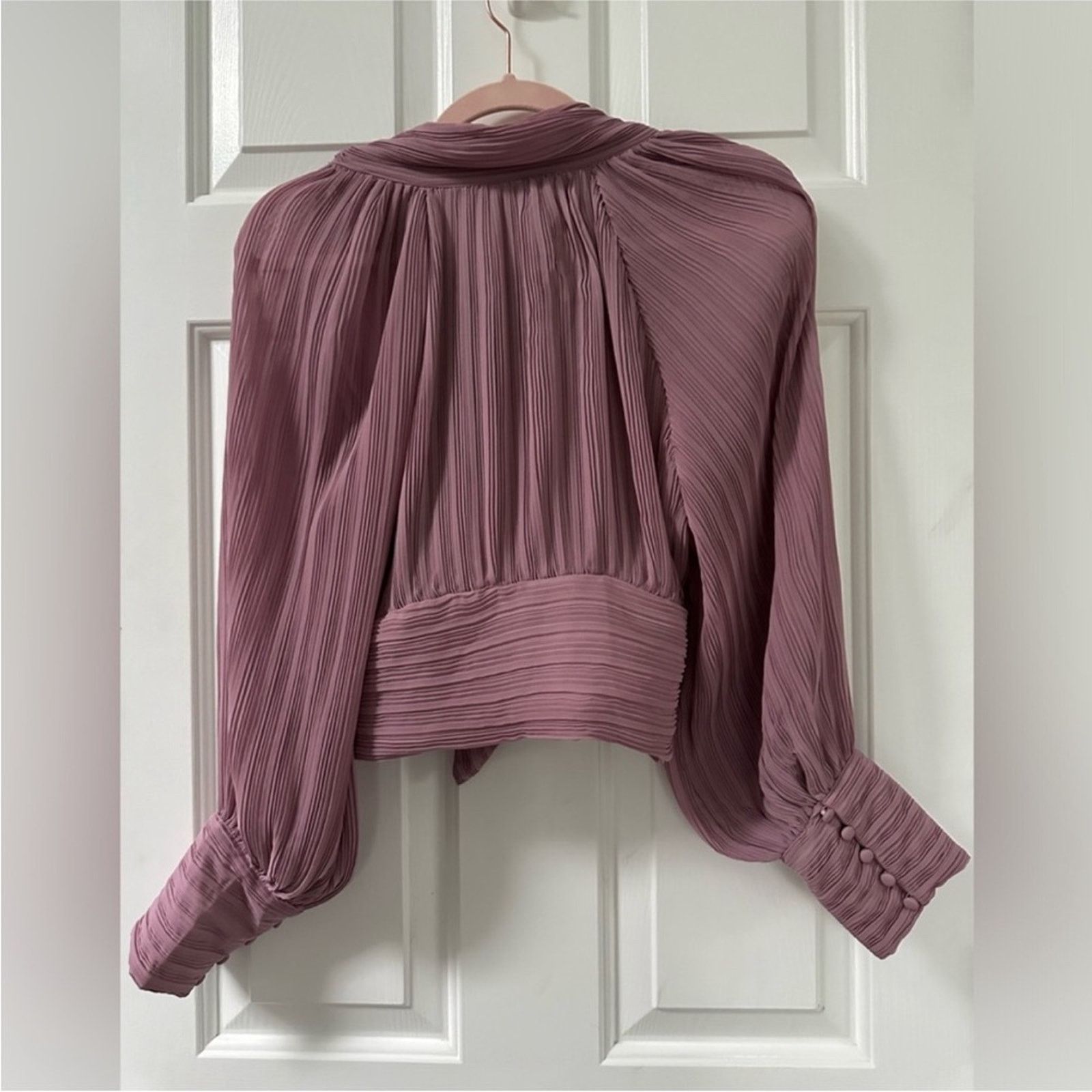 Zara NWOT Zara Mauve Pleated Blouse size medium Size M / US 6-8 / IT 42-44 - 6 Thumbnail