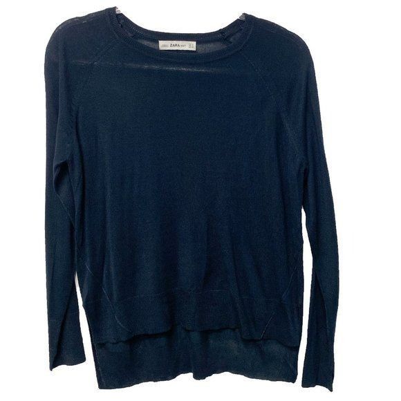 Zara Zara Knit Lightweight Navy Blue Sweater Size S / US 4 / IT 40 - 1 Thumbnail