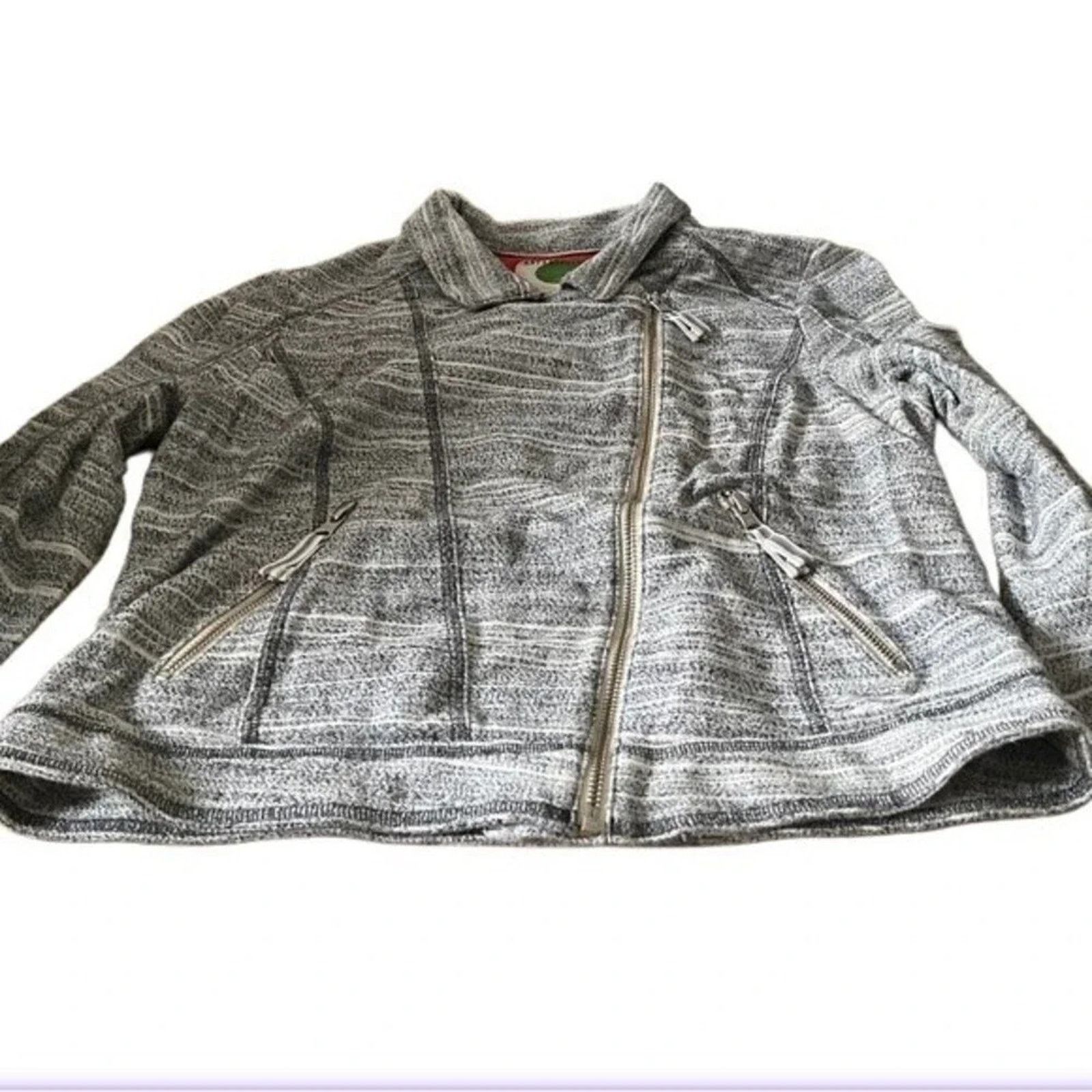 Anthropologie Anthropologie Caitlin Grey knit Moto jacket, size Medium Size M / US 6-8 / IT 42-44 - 1 Thumbnail