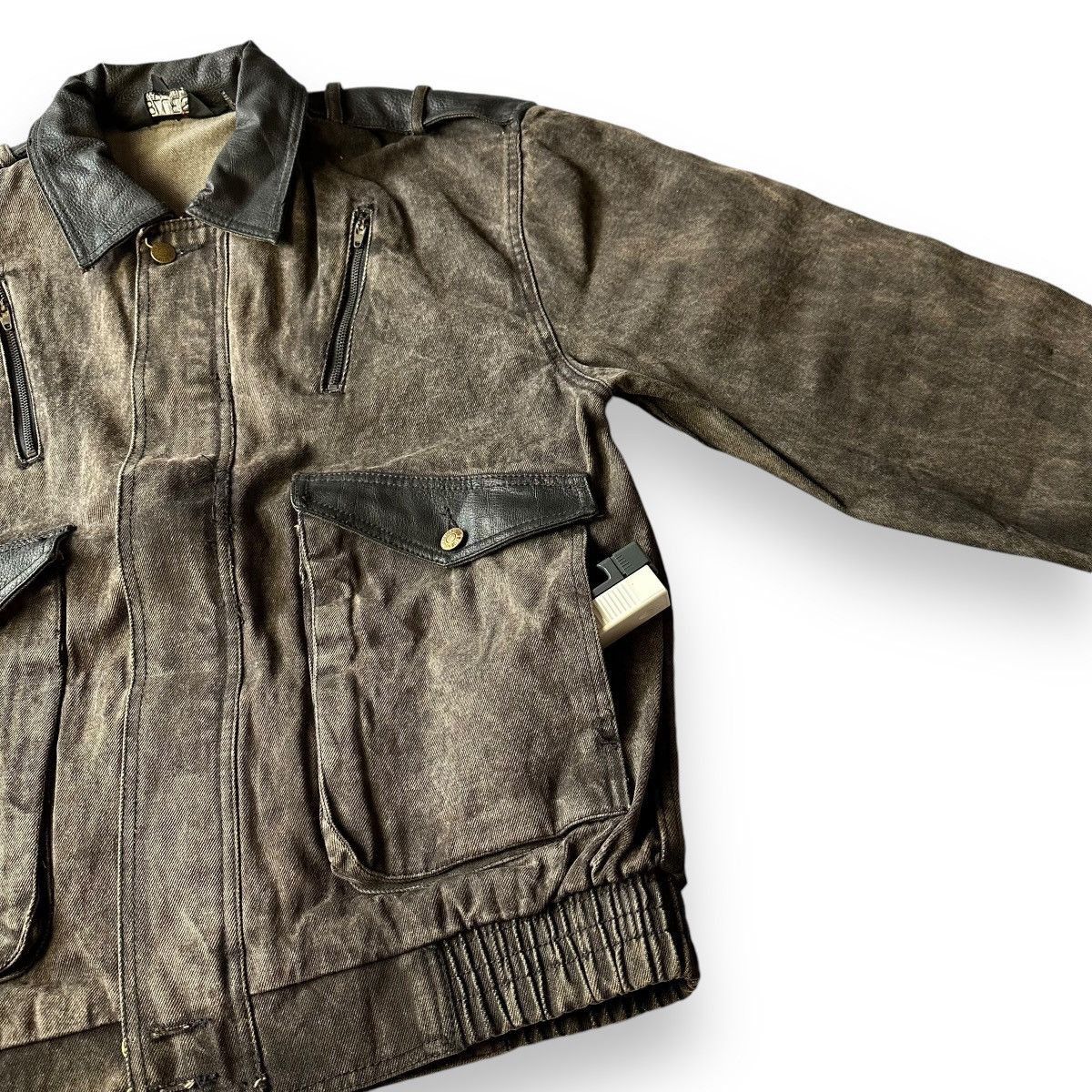 If Six Was Nine 🇯🇵 VINTAGE US BLUES DENIM + LEATHER BOMBER JACKET Size US L / EU 52-54 / 3 - 6 Thumbnail