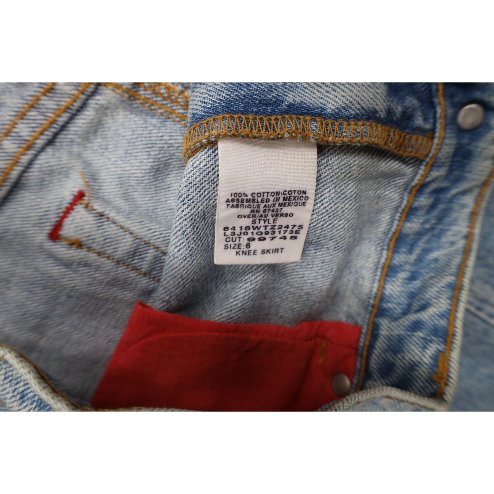 Ralph Lauren Vintage 90s Ralph Lauren Distressed Knee Length Denim Skirt Size 28" / US 6 / IT 42 - 8 Thumbnail