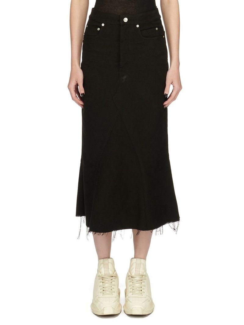 Rick Owens o1y0126 Midi Skirt in Black Size 28" / US 6 / IT 42 - 1 Thumbnail