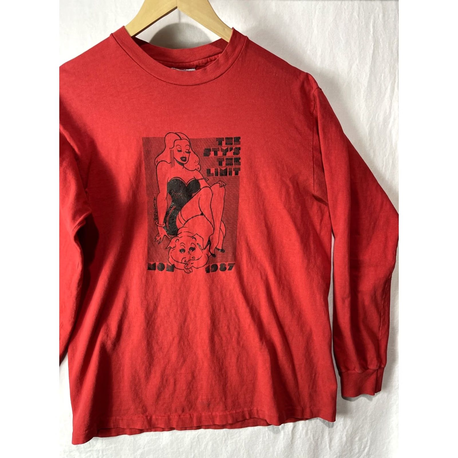 Hanes VINTAGE Hanes The Sty’s The Limit T-Shirt Mens Long Sleeve L Red USA Logo 80s Classic Size US L / EU 52-54 / 3 - 3 Thumbnail