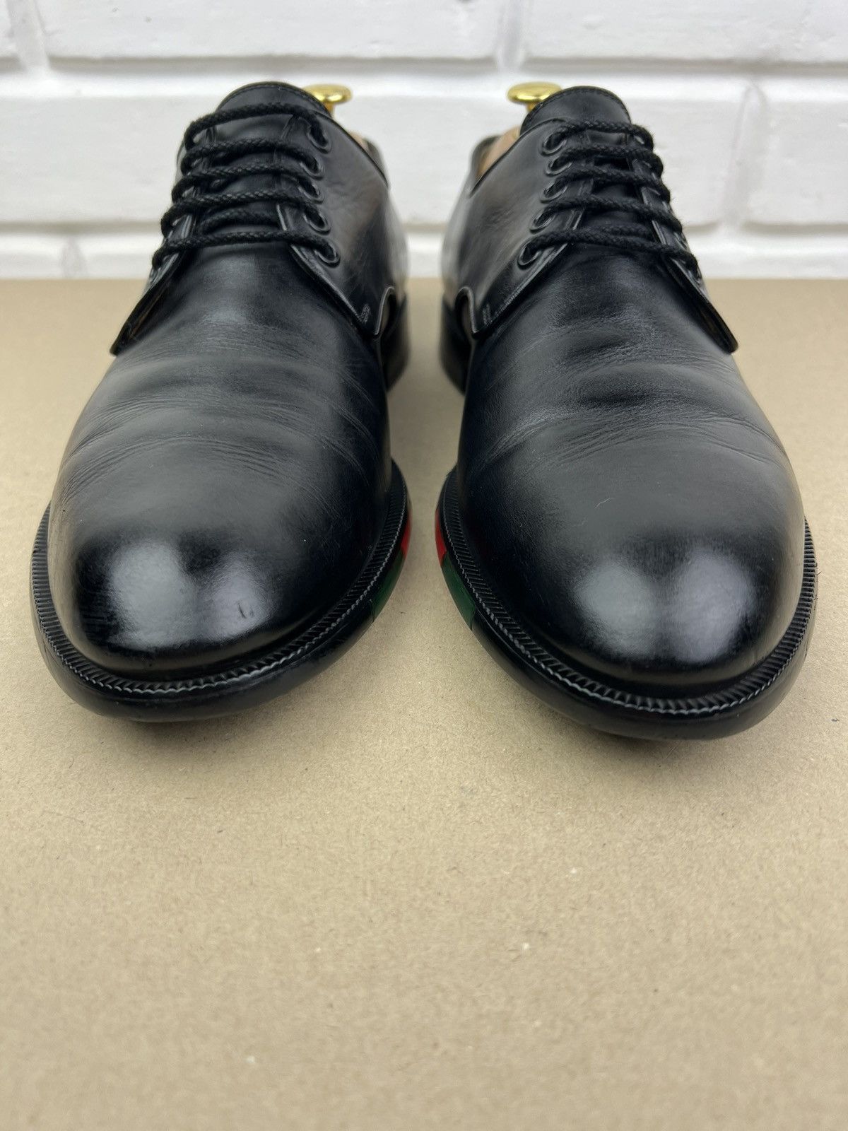 Gucci GUCCI Derby Leather Shoes Lace Up Web Stripe Black Men’s Size US 10.5 / EU 43-44 - 5 Thumbnail