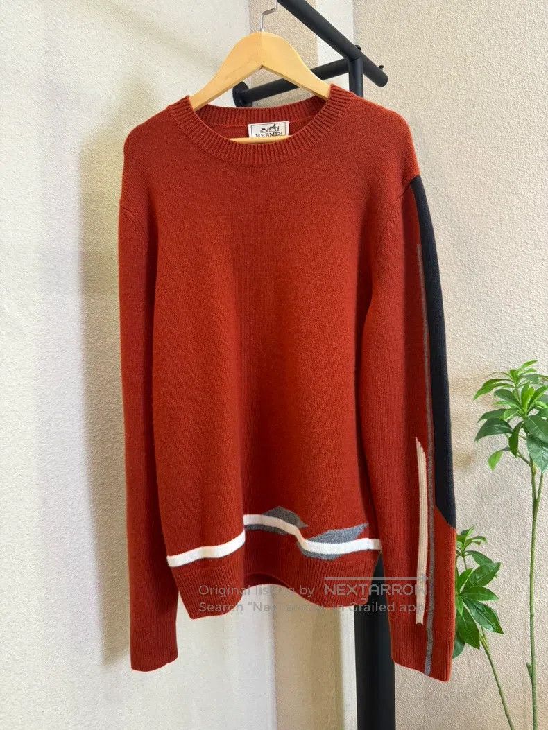 Hermes Hermes Men's Knit Sweater, Orange Patchwork Size US S / EU 44-46 / 1 - 1 Thumbnail