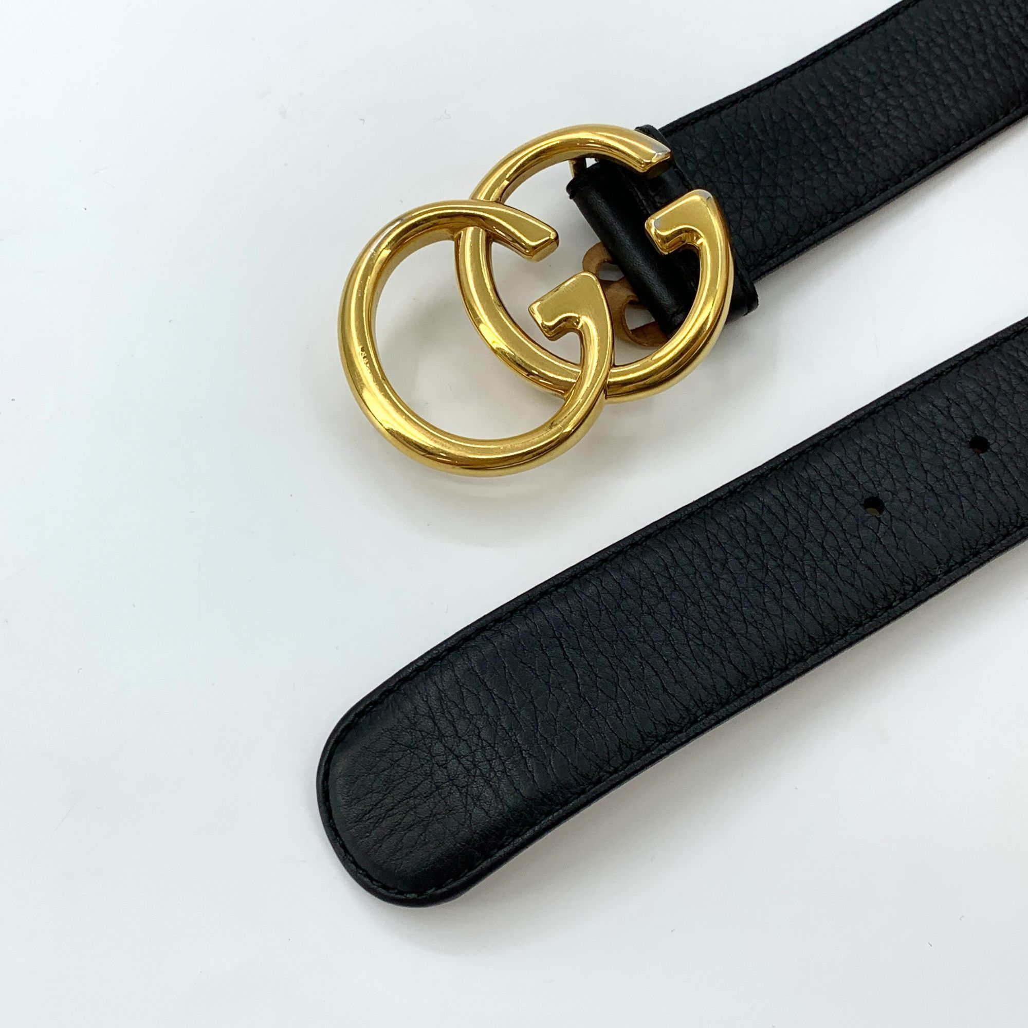 Gucci Gucci Black Leather Double G Gold Buckle Belt 85cm Made In I Size ONE SIZE - 9 Thumbnail