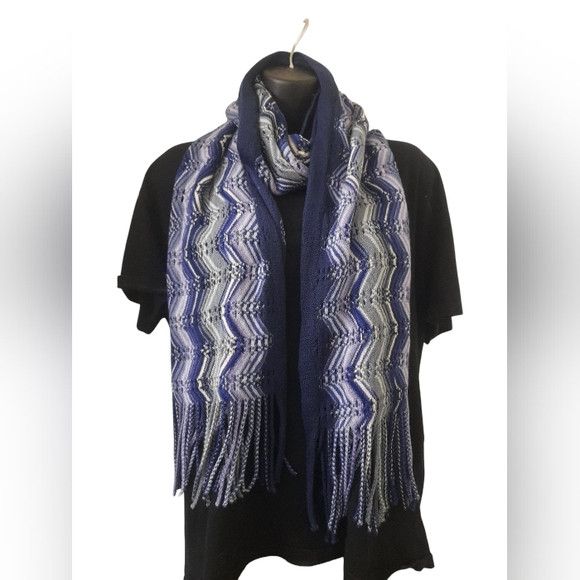 Missoni Missoni - Aztec Wave Zig Zag Long Fringe Scarf Size ONE SIZE - 3 Thumbnail